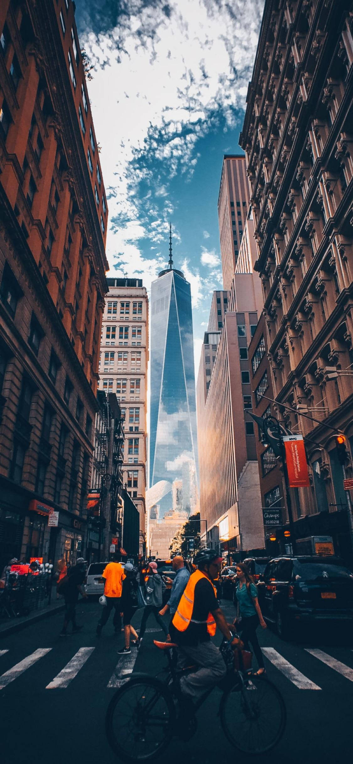 Traversând Stradă Aglomerată New York iPhone Fundal