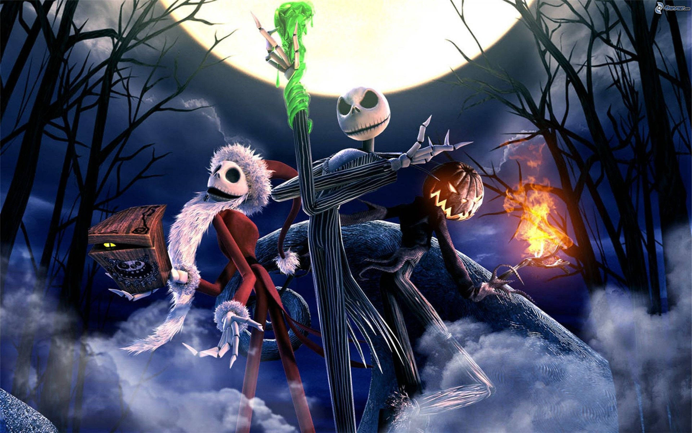Trei Jacks din The Nightmare Before Christmas Fundal