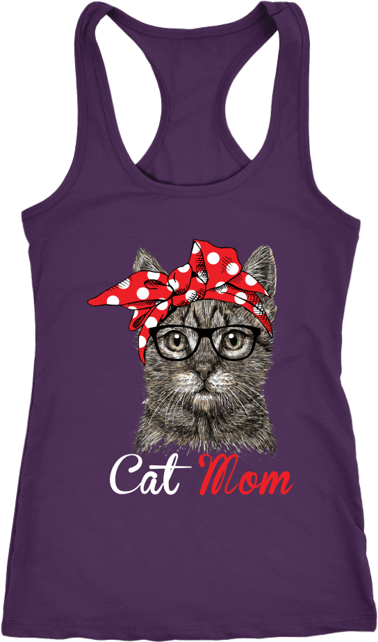Tricou cu bretele cu print grafic Cat Mom Fundal