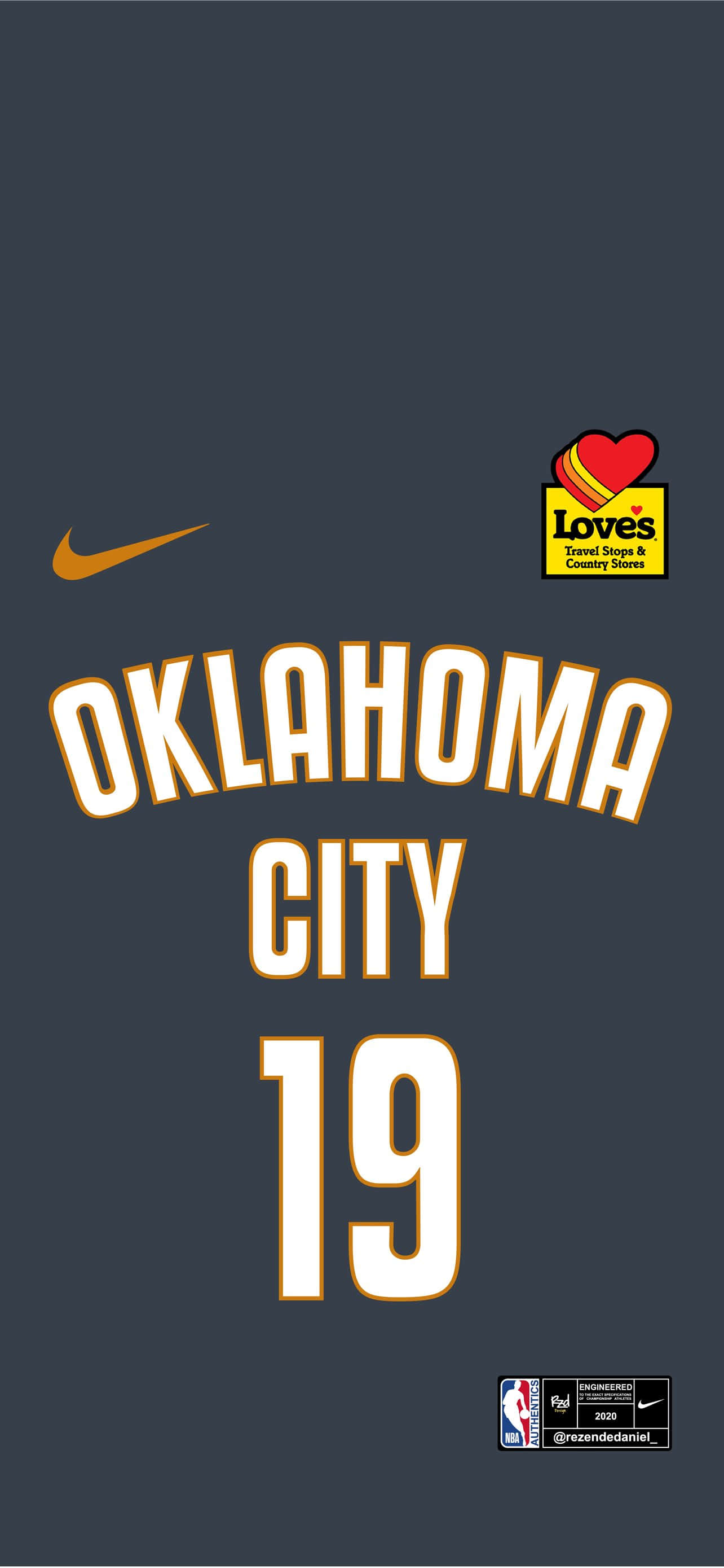 Tricou numărul 19 al Oklahoma City Thunders Fundal