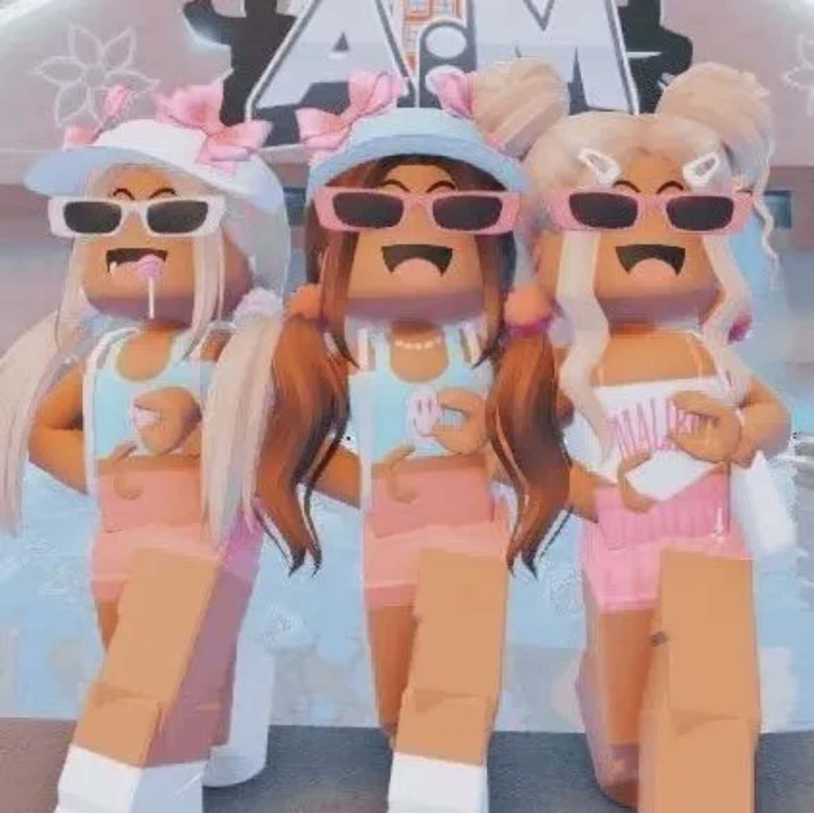 Trio de fete Roblox preppy pentru poza de profil Fundal