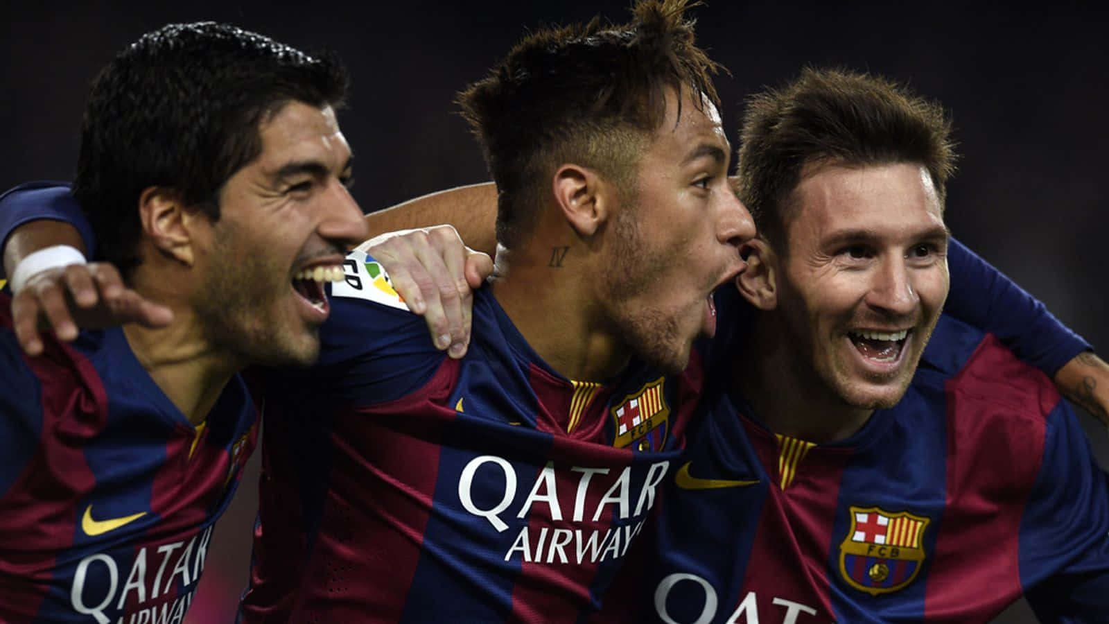 Trio MSN cu Neymar privind în lateral Fundal