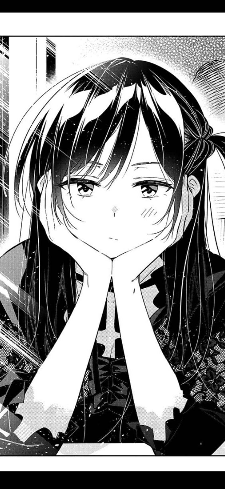 Tristă Fată Anime Alb-Negru Benzi Manga Fundal