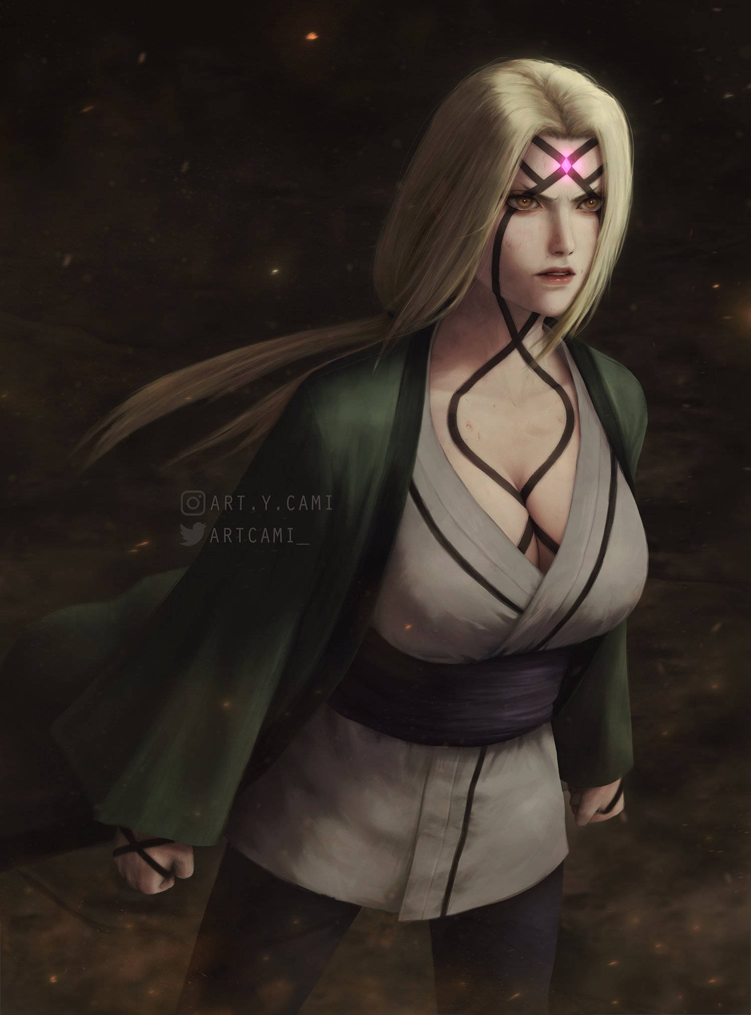 Tsunade cu Sigiliul Strălucitor Fundal
