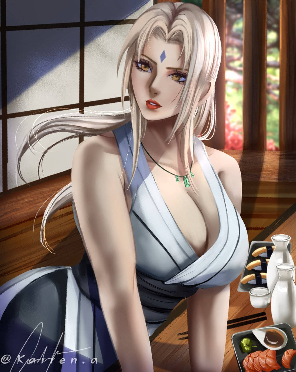 Tsunade mănâncă sushi Fundal