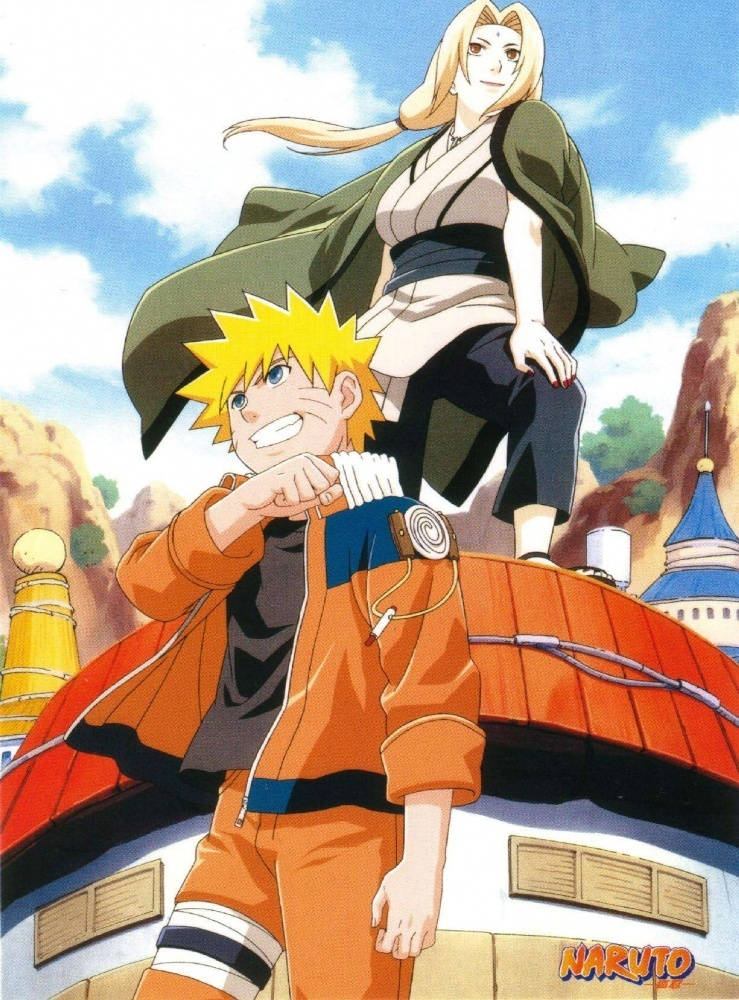 Tsunade și Naruto zâmbind Fundal