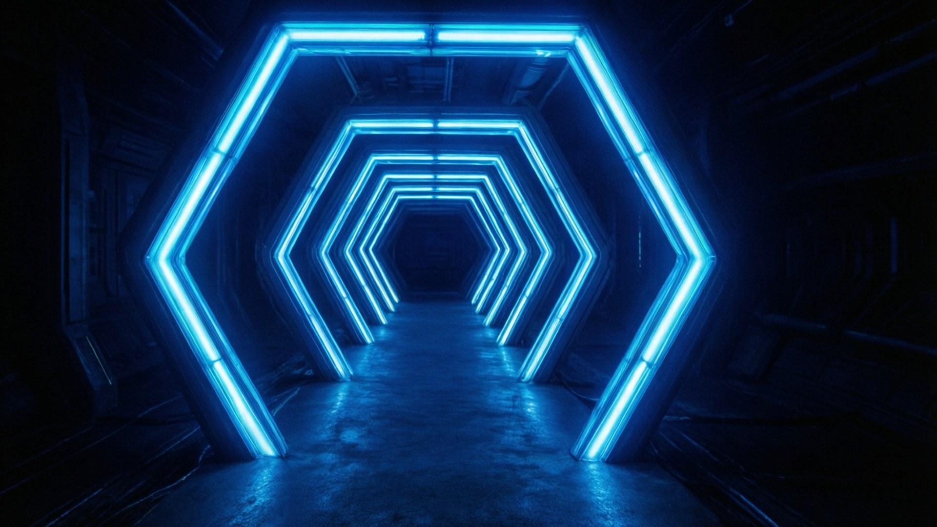 Tunel Hexagonal Neon Fundal