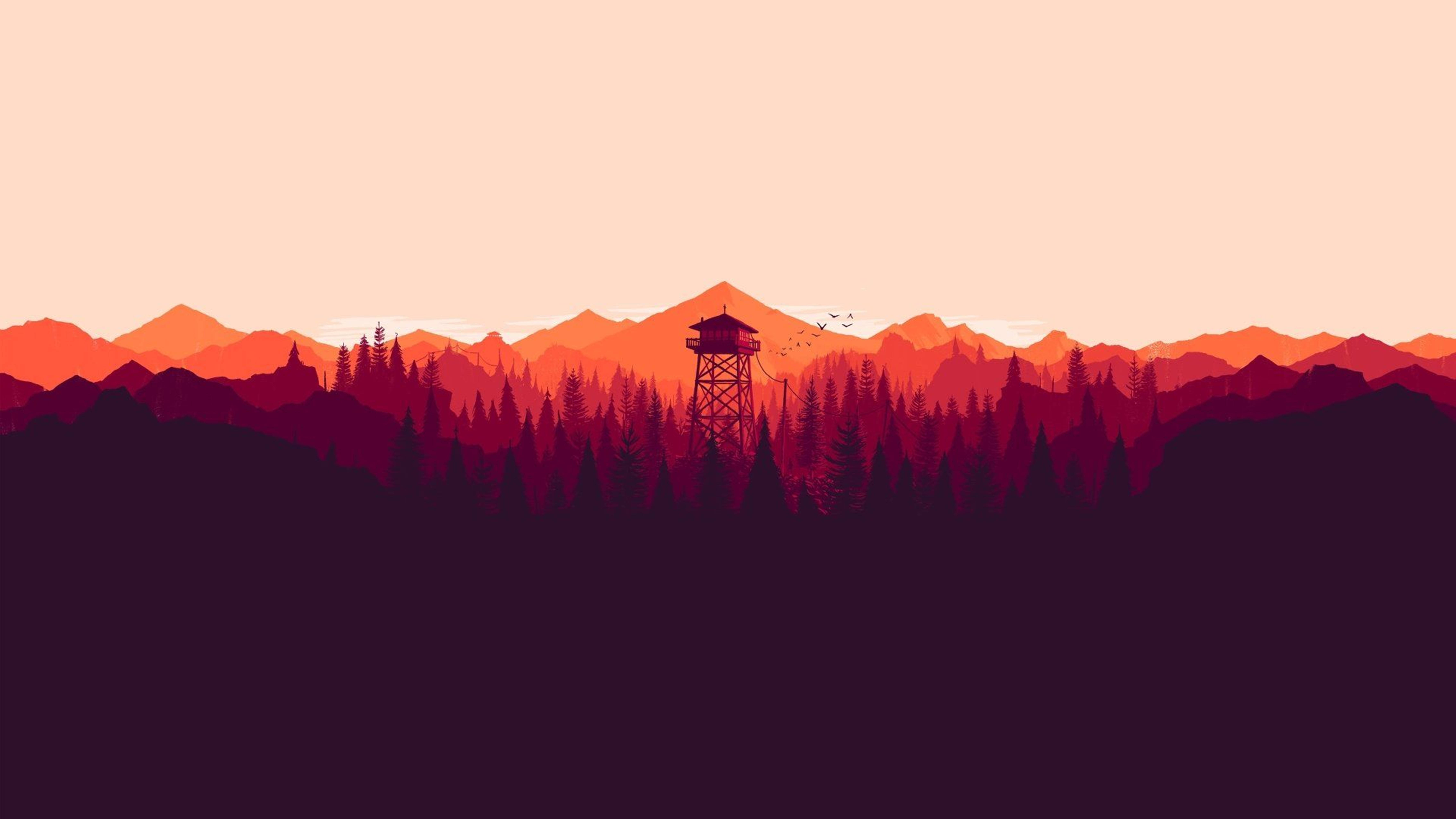 Turn de veghe Firewatch 4K Gradient Violet Fundal