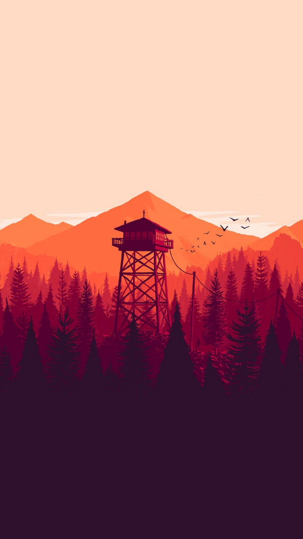 Turn de Veghe în Pădure pentru Telefon Indie Fundal