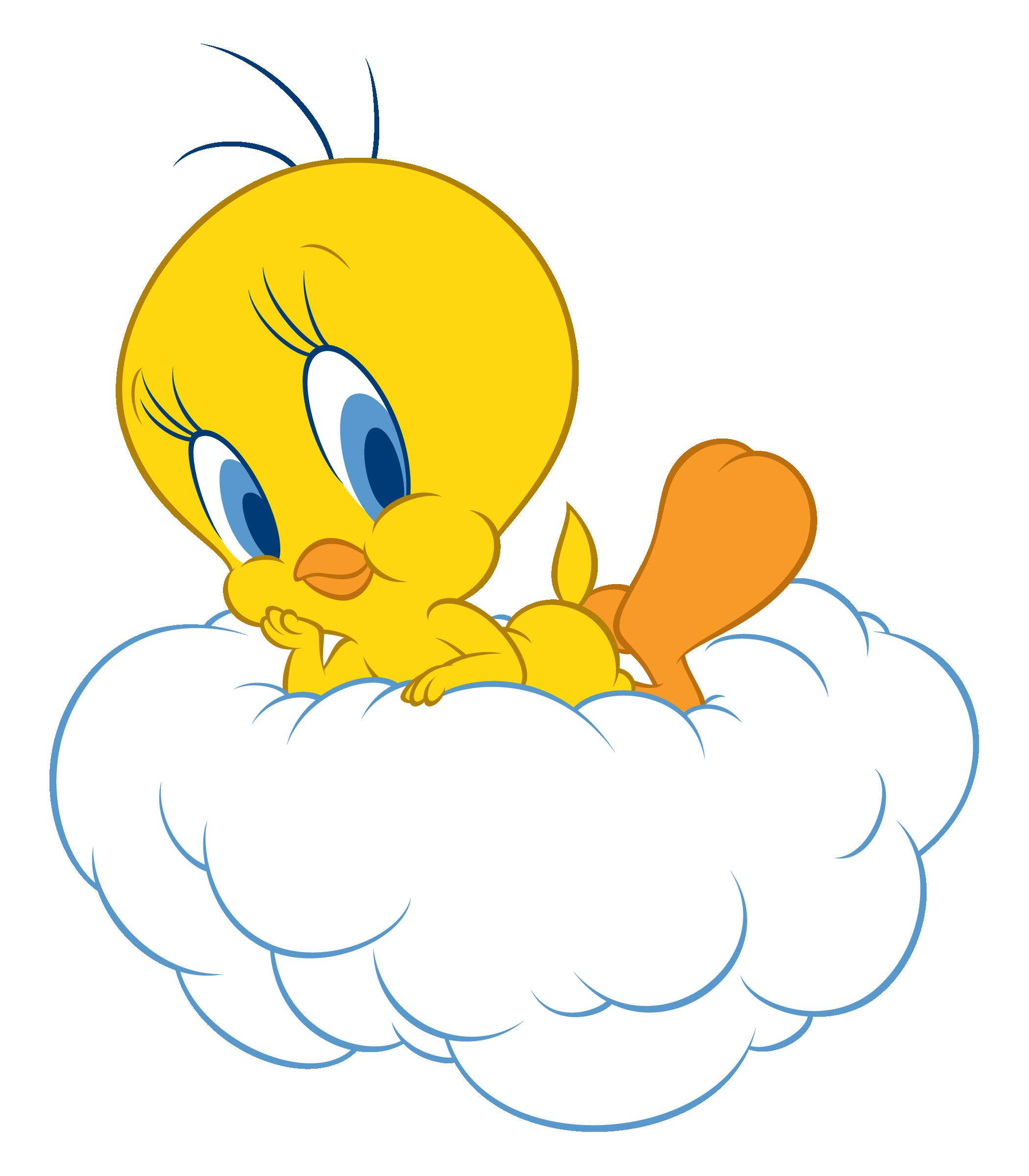 Tweety Pozând pe Nor Alb Fundal