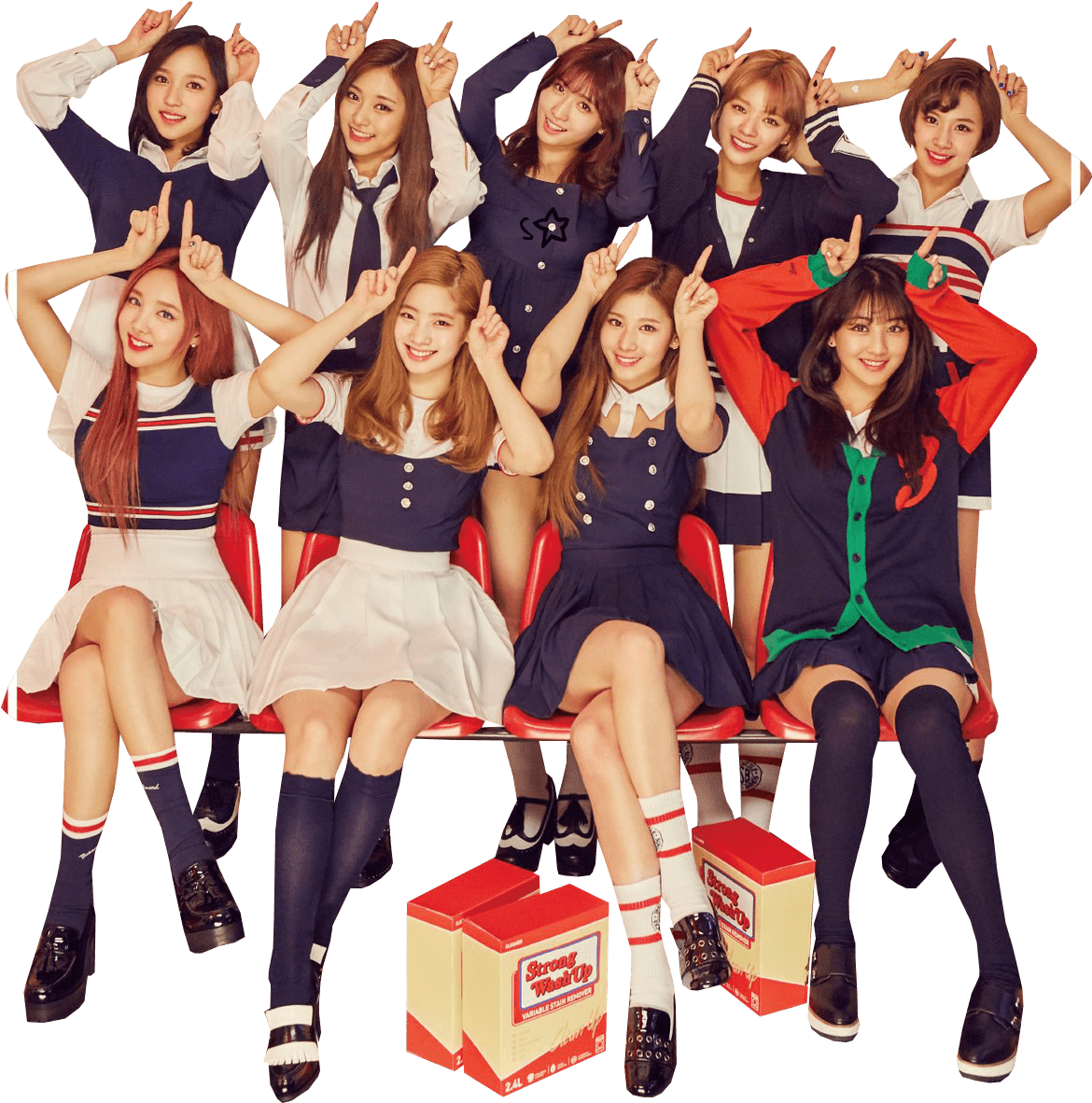 Twice Kpop Trupa Uniformă Școlară Concept Fundal