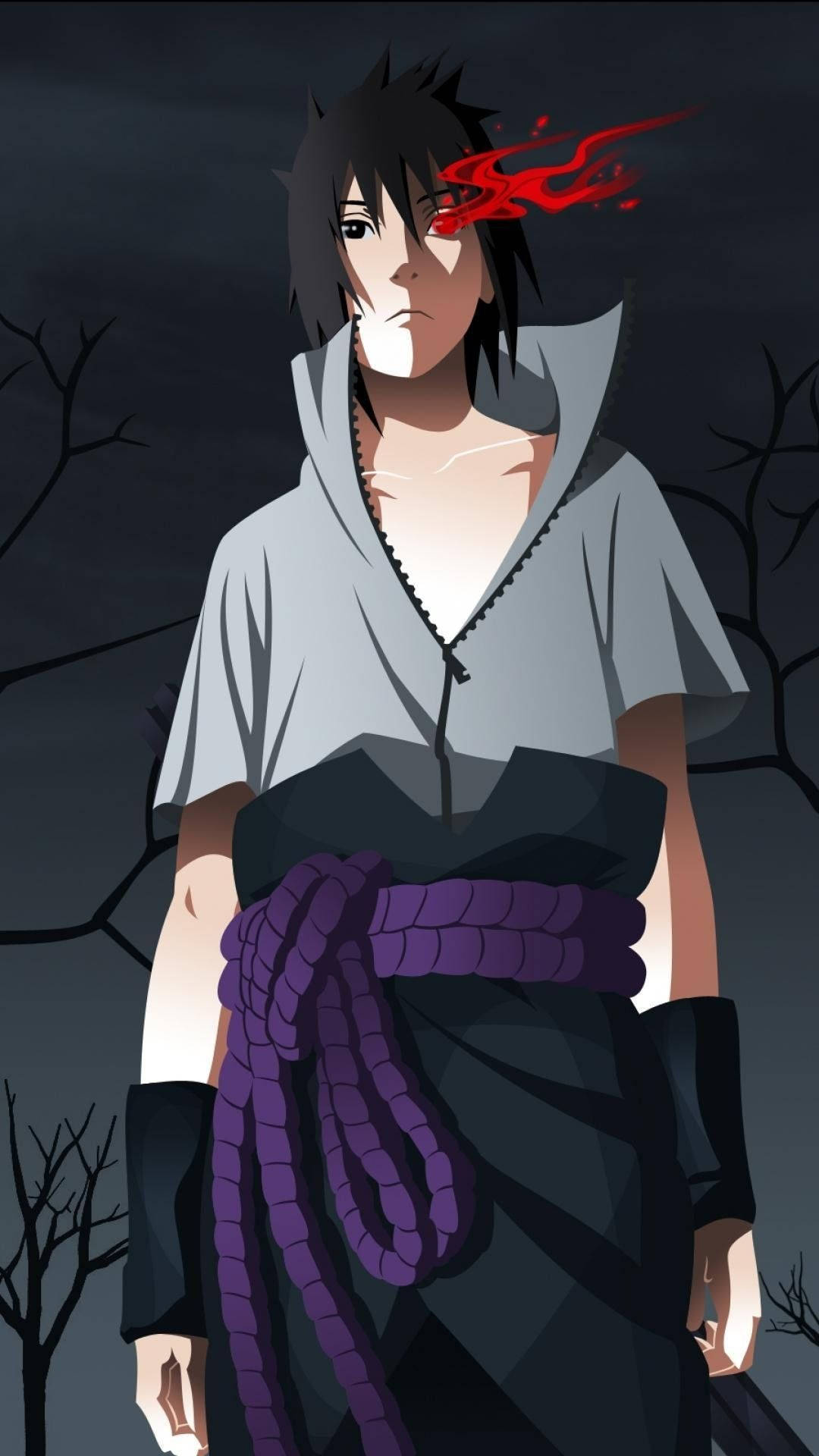 Uchiha Sasuke Naruto artă digitală iPhone Fundal
