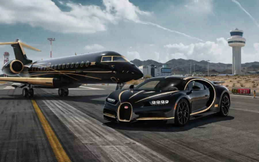 Uimitor Bugatti Chiron negru în rezoluție 4K Fundal