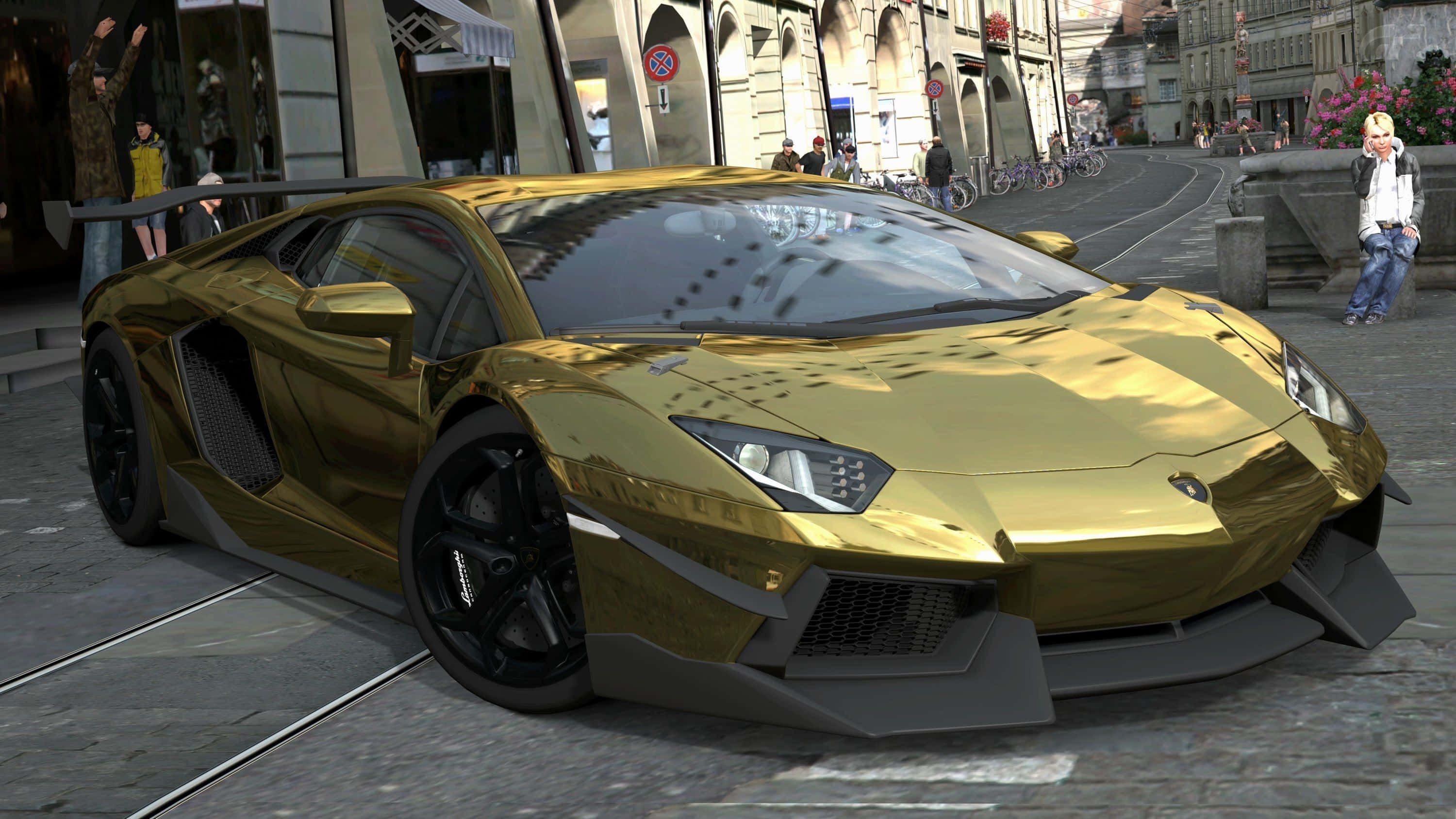 Uimitor Lamborghini Auriu Fundal