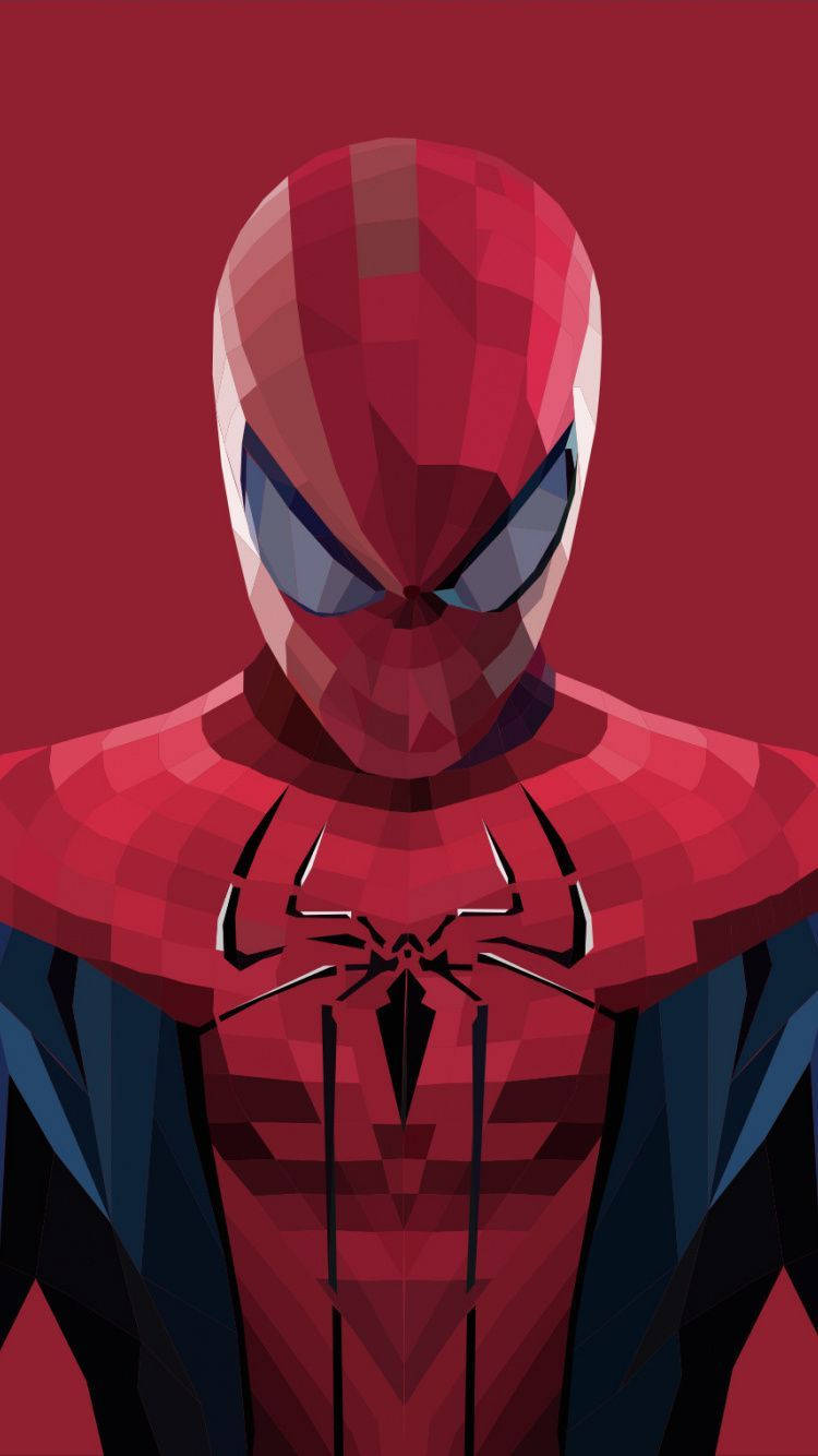 Operă de artă Spiderman, supereroi Marvel, realizată din forme poligonale — Spiderman Fundal