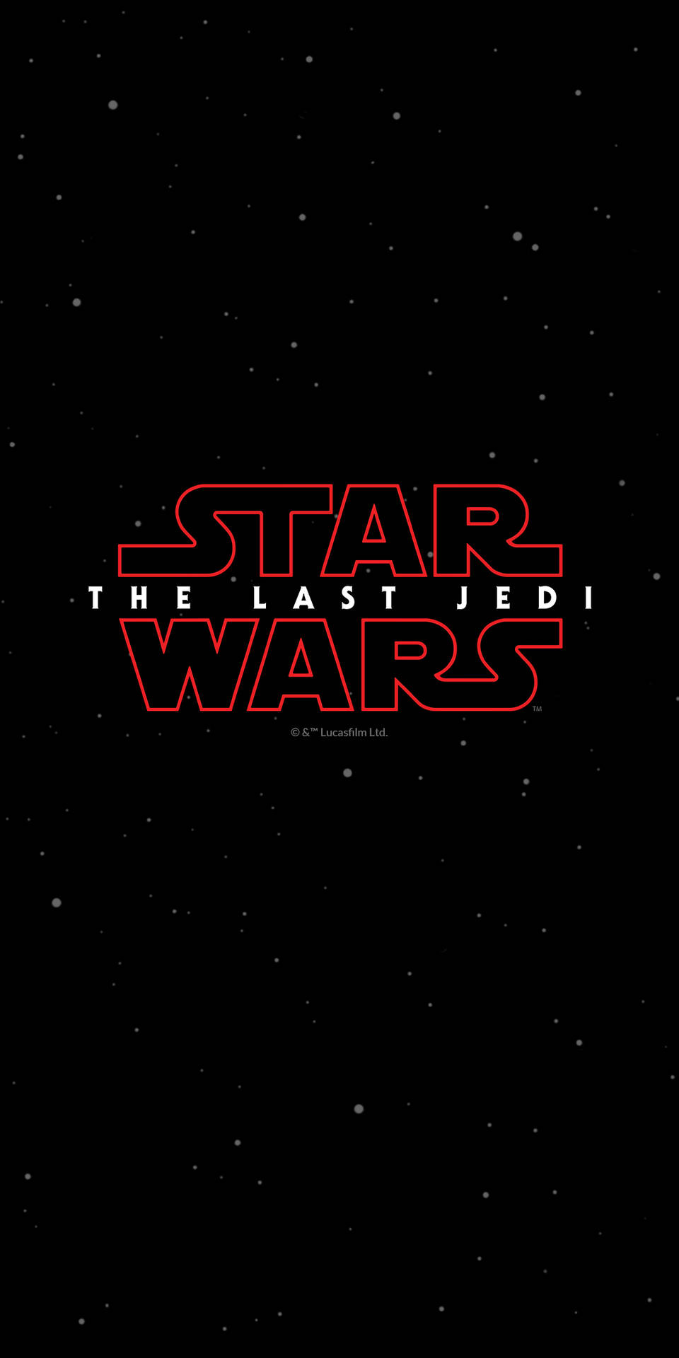 Star Wars The Last Jedi titlu cu culoarea fontului roșu pe fundal negru cu stele — Star Wars Fundal