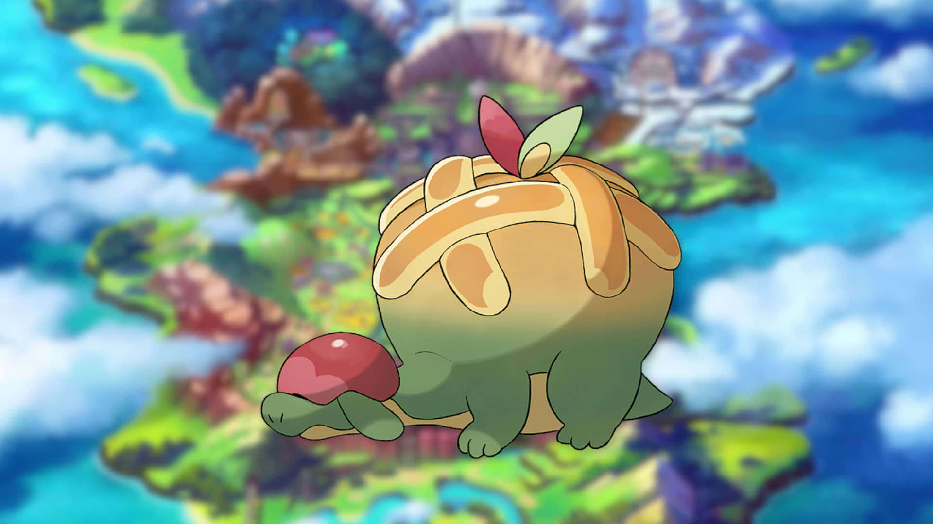 Un Appletun Pokémon Zburător Fundal