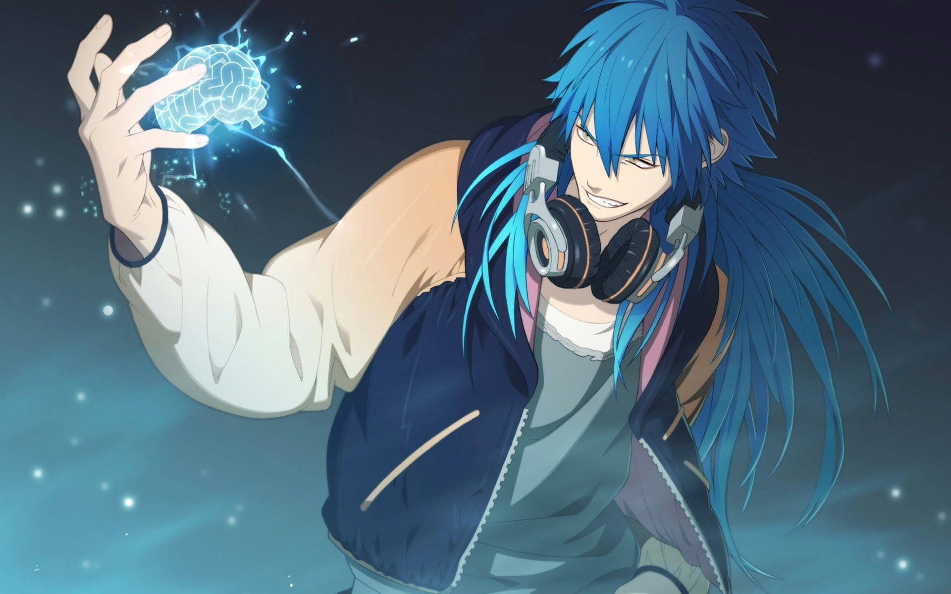 Un băiat anime care ascultă melodiile sale preferate Fundal