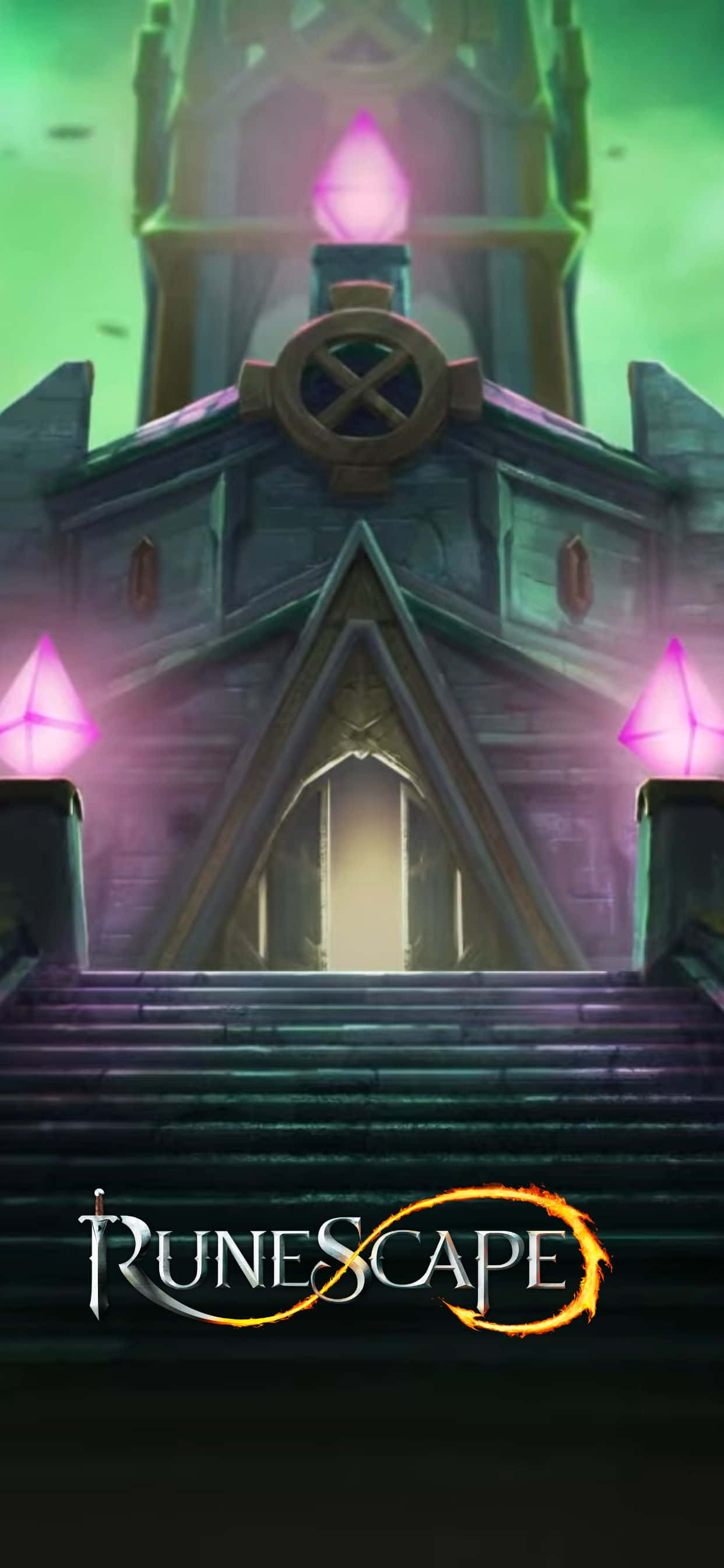 Un cer albastru frumos în jocul Runescape, văzut de pe un iPhone XS Max Fundal