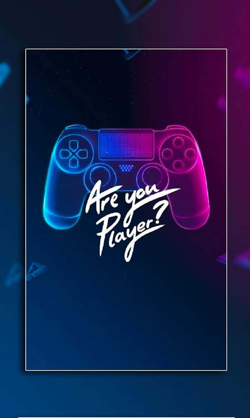 un controller PS4 albastru și violet cu cuvântul ești un jucător? Fundal