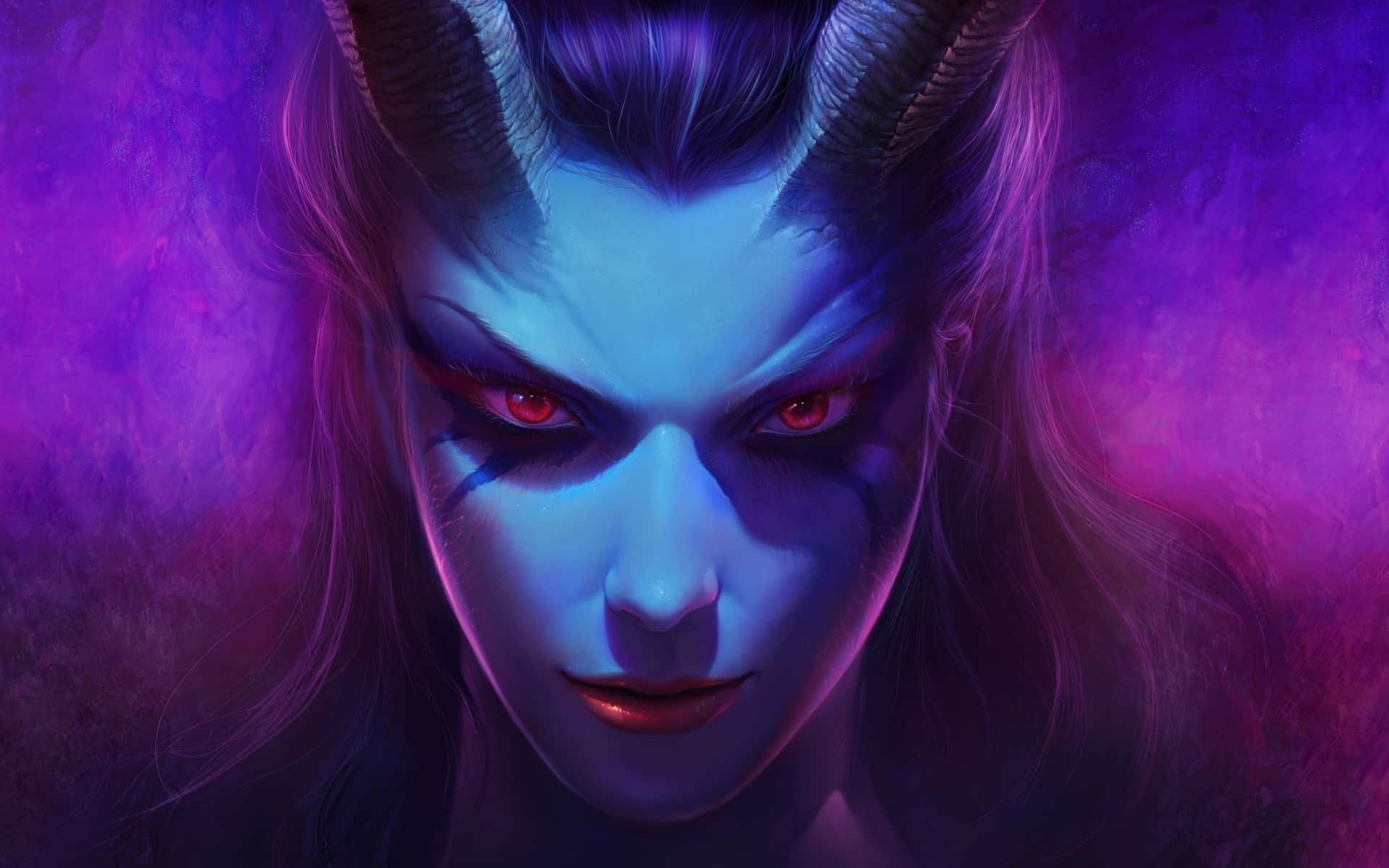 Un demon anime feroce privește în gol Fundal
