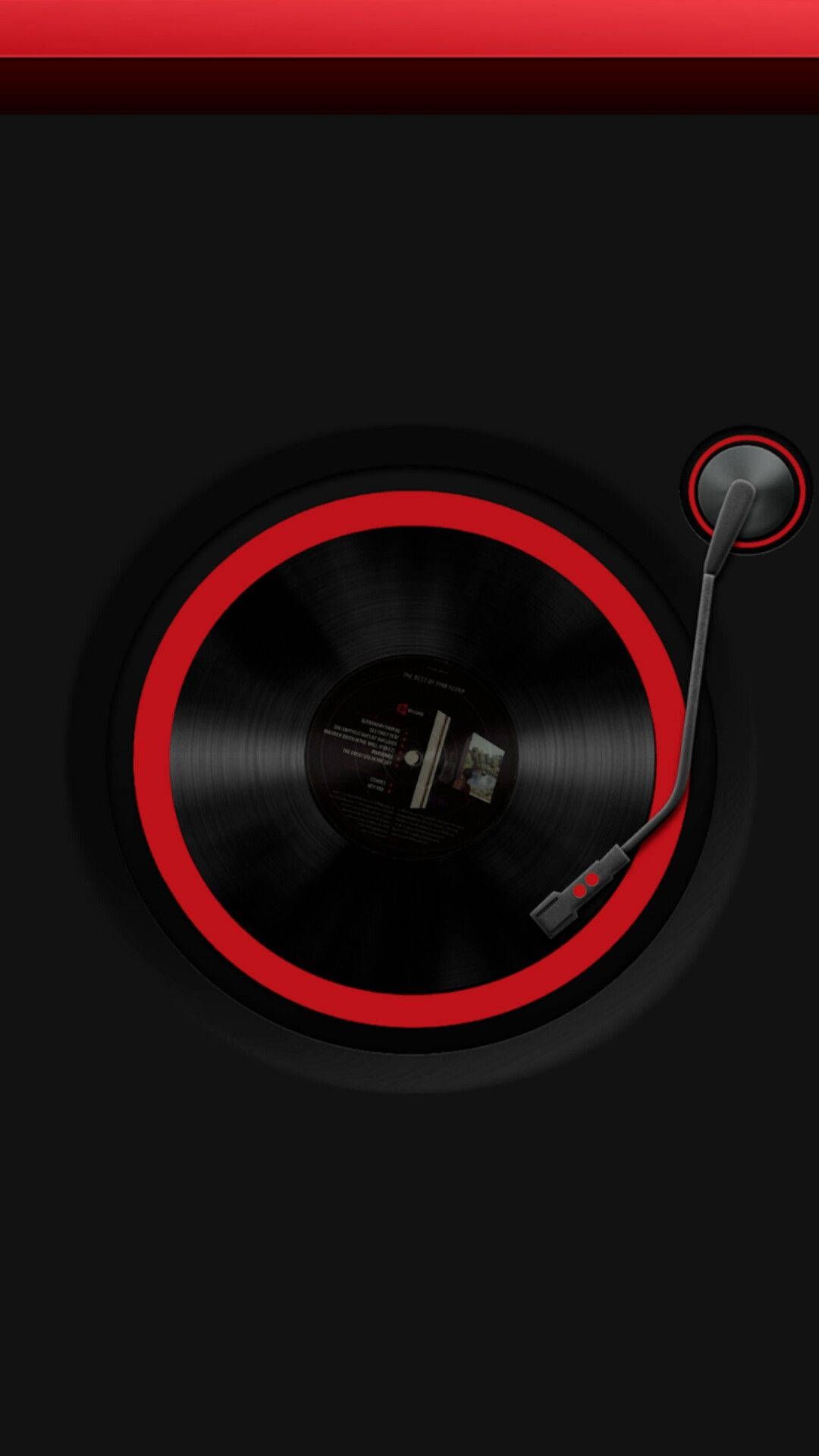 Un disc de vinil care se învârte pe un telefon muzical cu platou Fundal