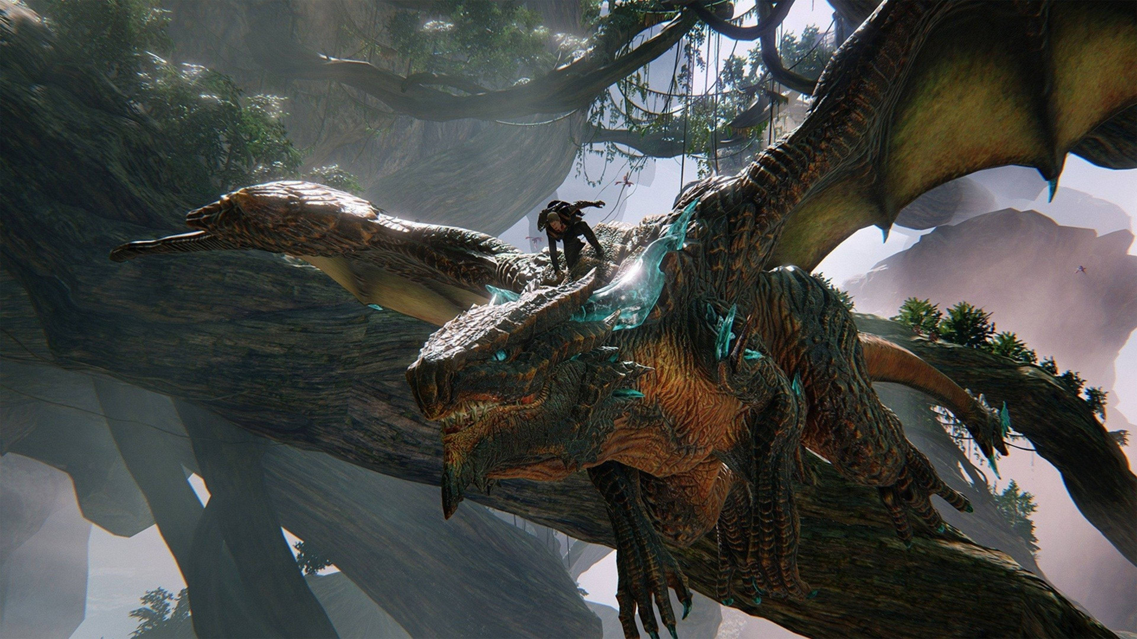 Un dragon zburând prin cer în 4K Fundal