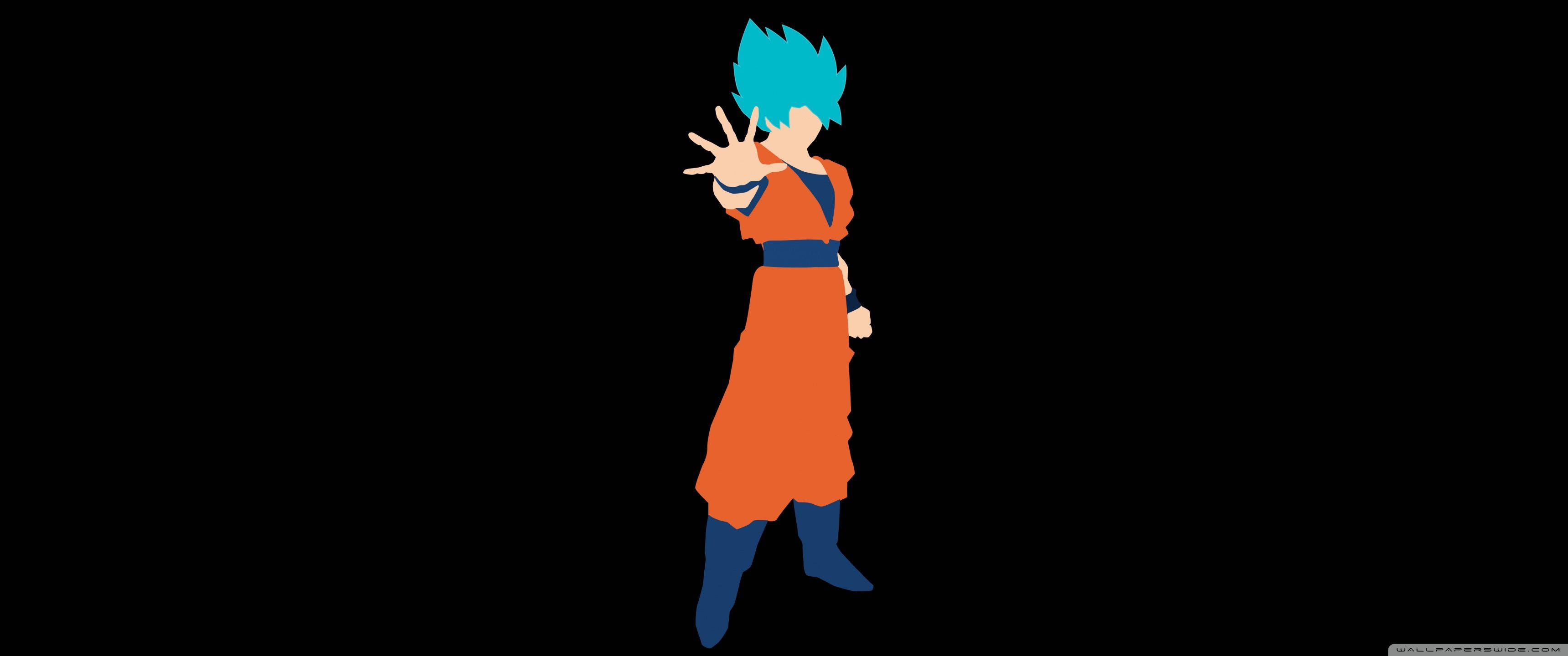Un Goku încărcat puternic în forma sa Super Saiyan Blue Fundal