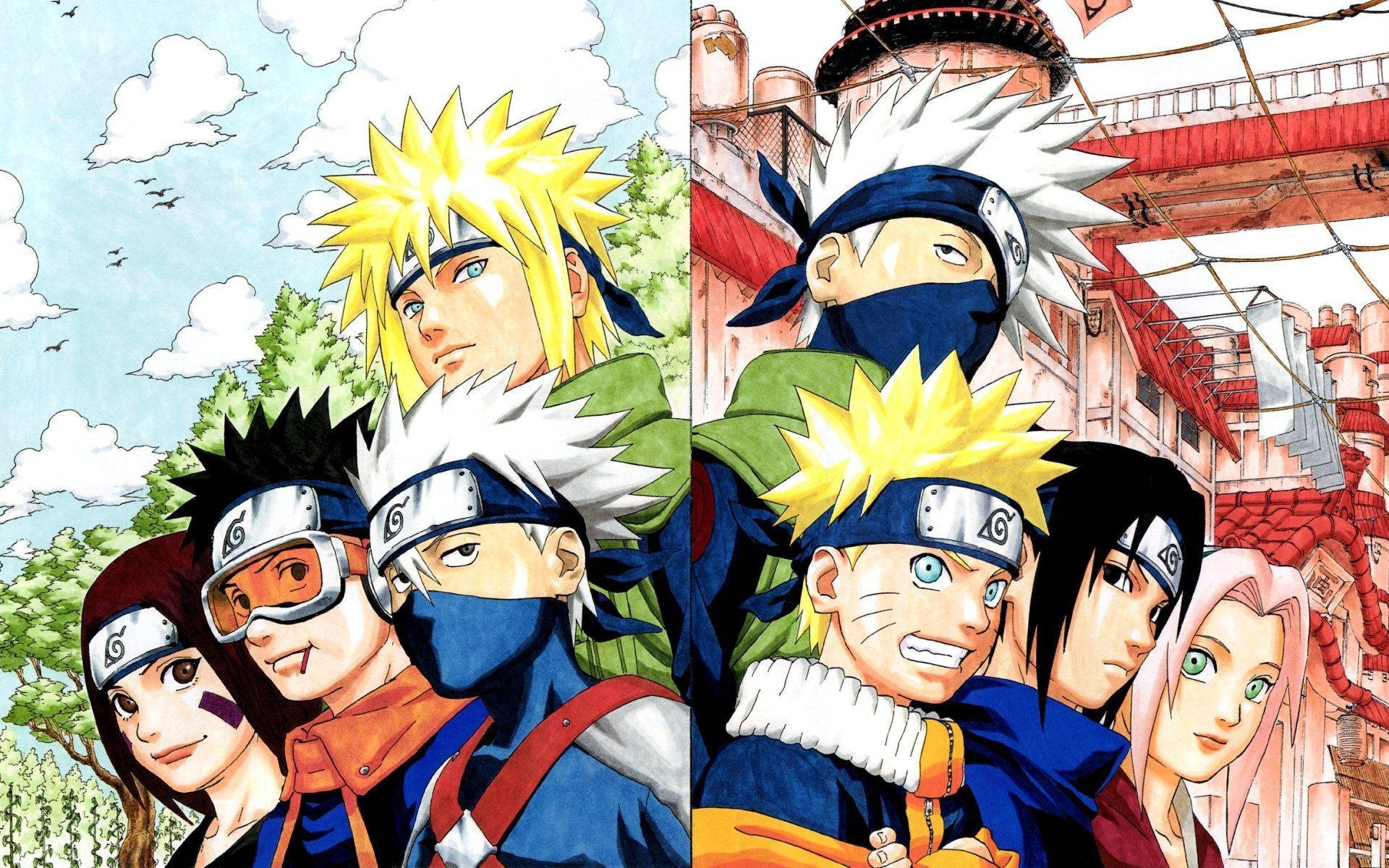 Un grup de personaje îndrăgite din Naruto Fundal