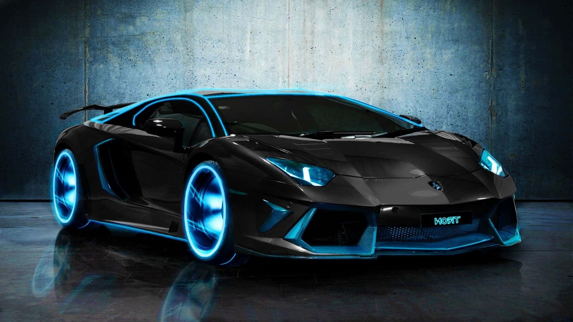 Un Lamborghini uimitor galopează pe asfalt Fundal