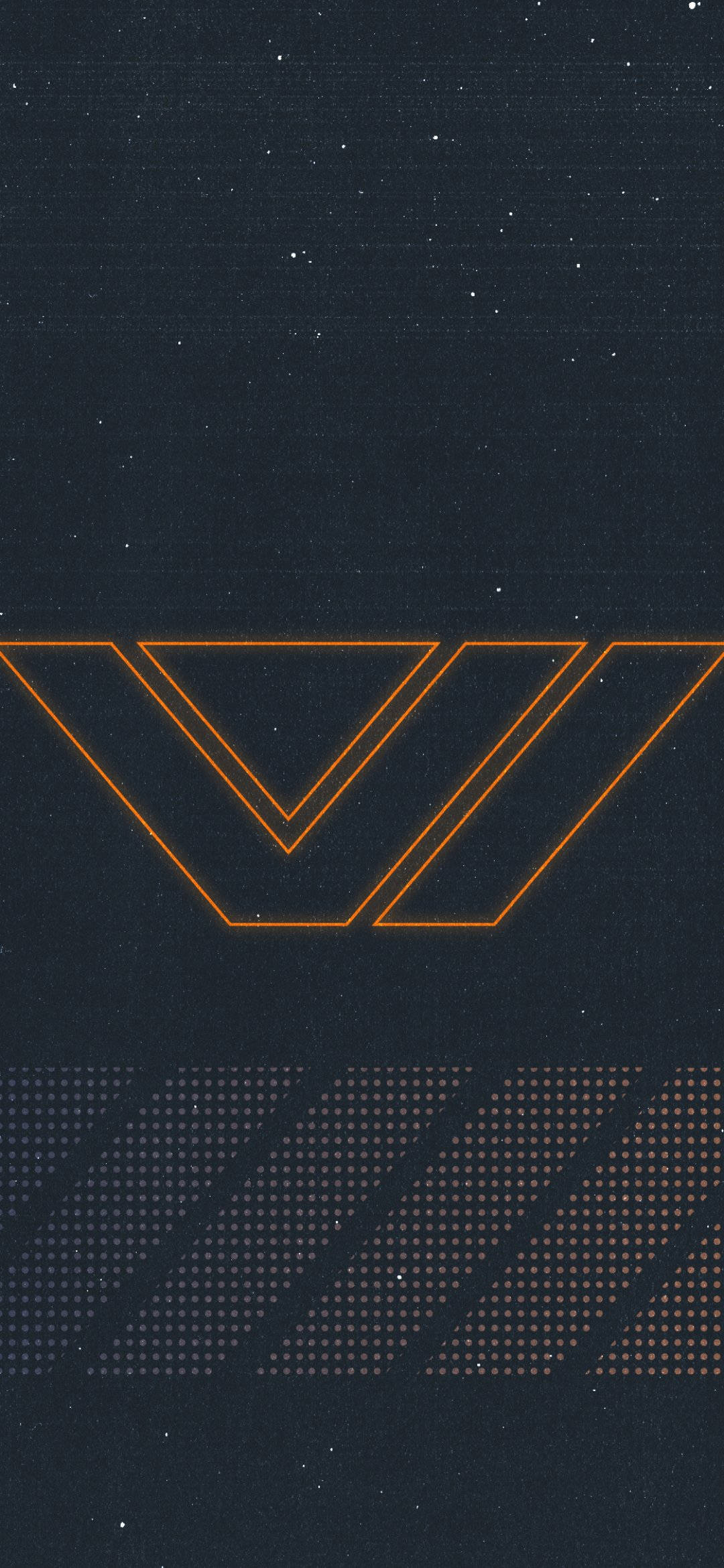 un logo negru și portocaliu cu un v în mijloc Fundal