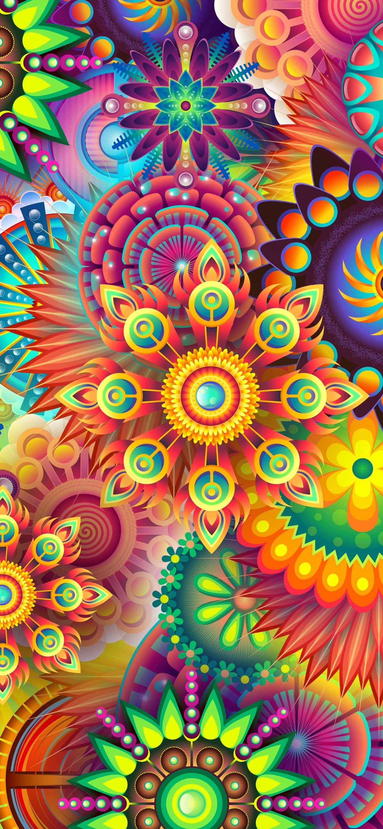 un model abstract colorat cu multe flori colorate Fundal