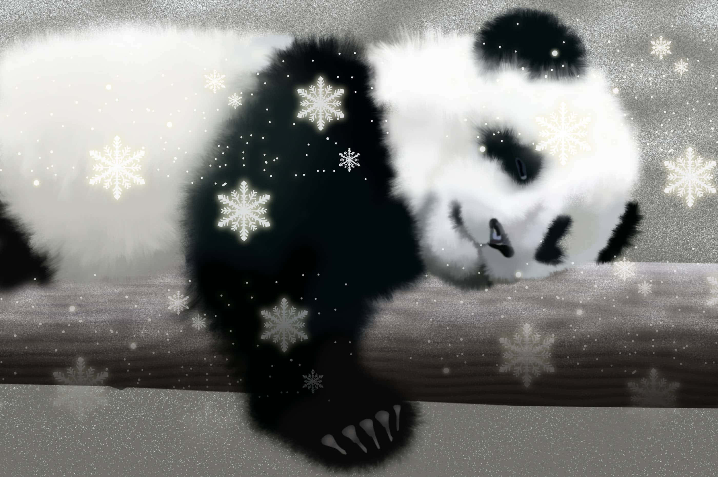Un panda drăguț ghemuit într-o îmbrățișare Fundal