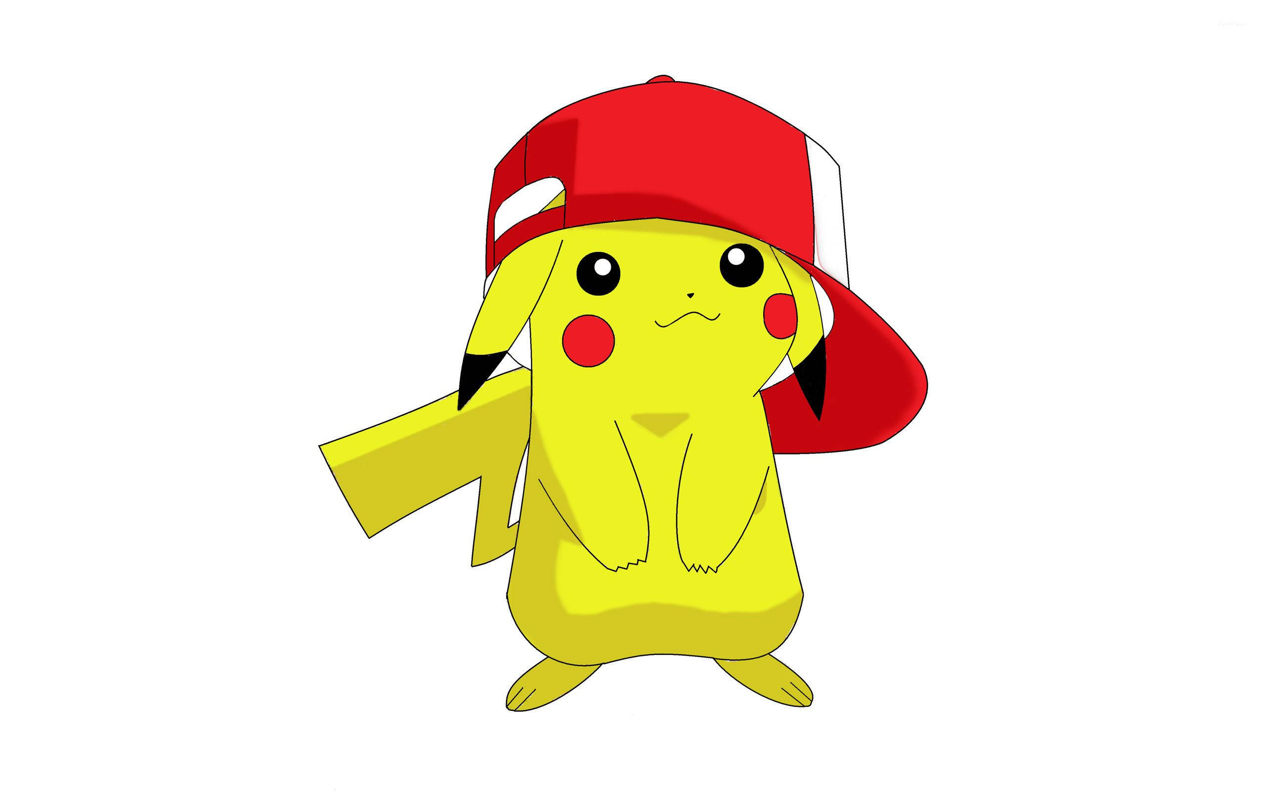 Un Pikachu care poartă o șapcă galbenă mare Fundal
