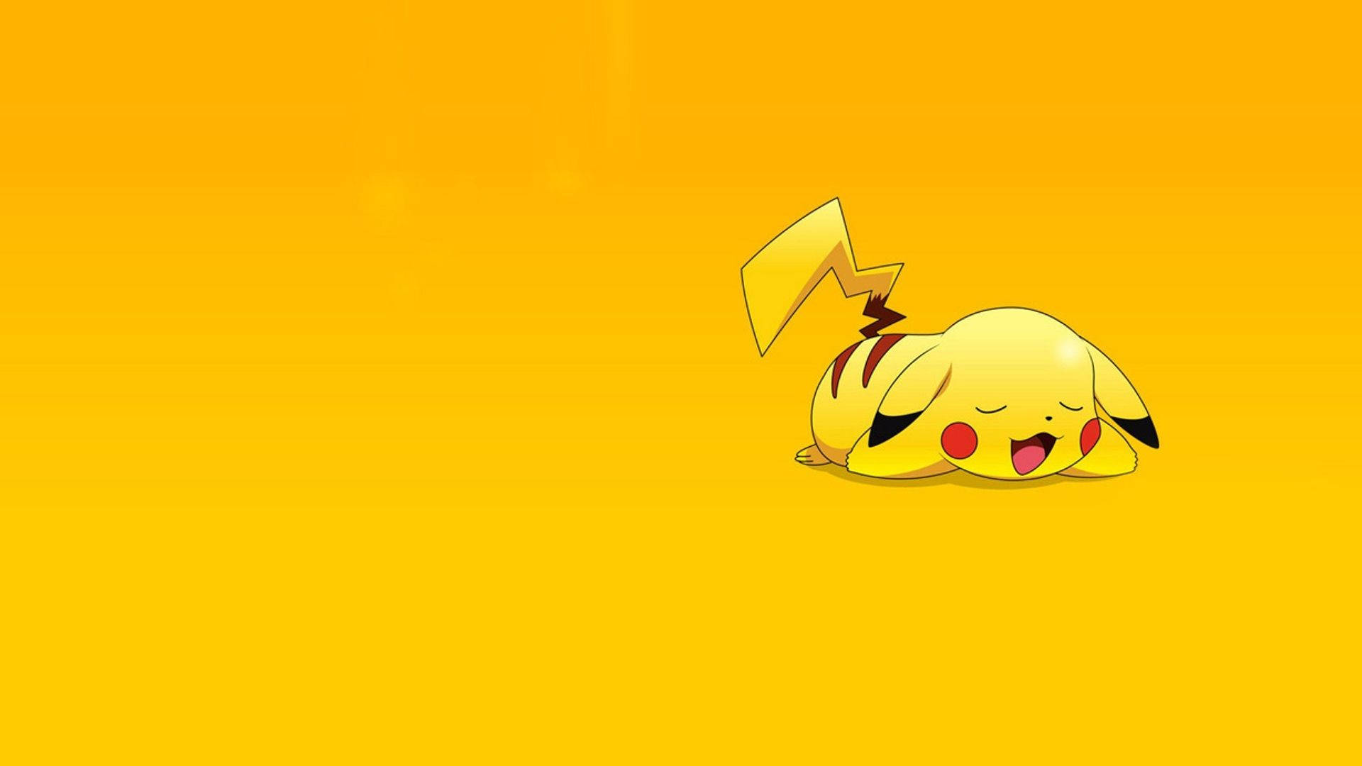 Tapet cu Pikachu căscând pe fundal galben. — Pikachu Fundal