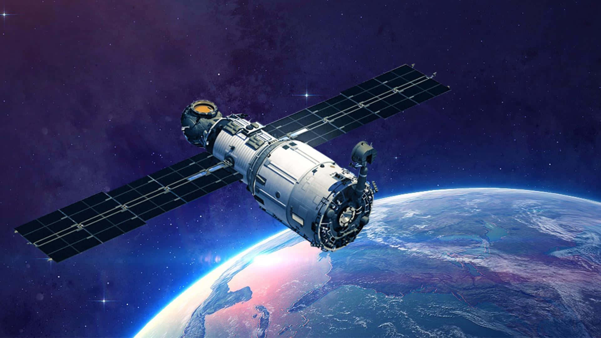un satelit zboară deasupra Pământului Fundal