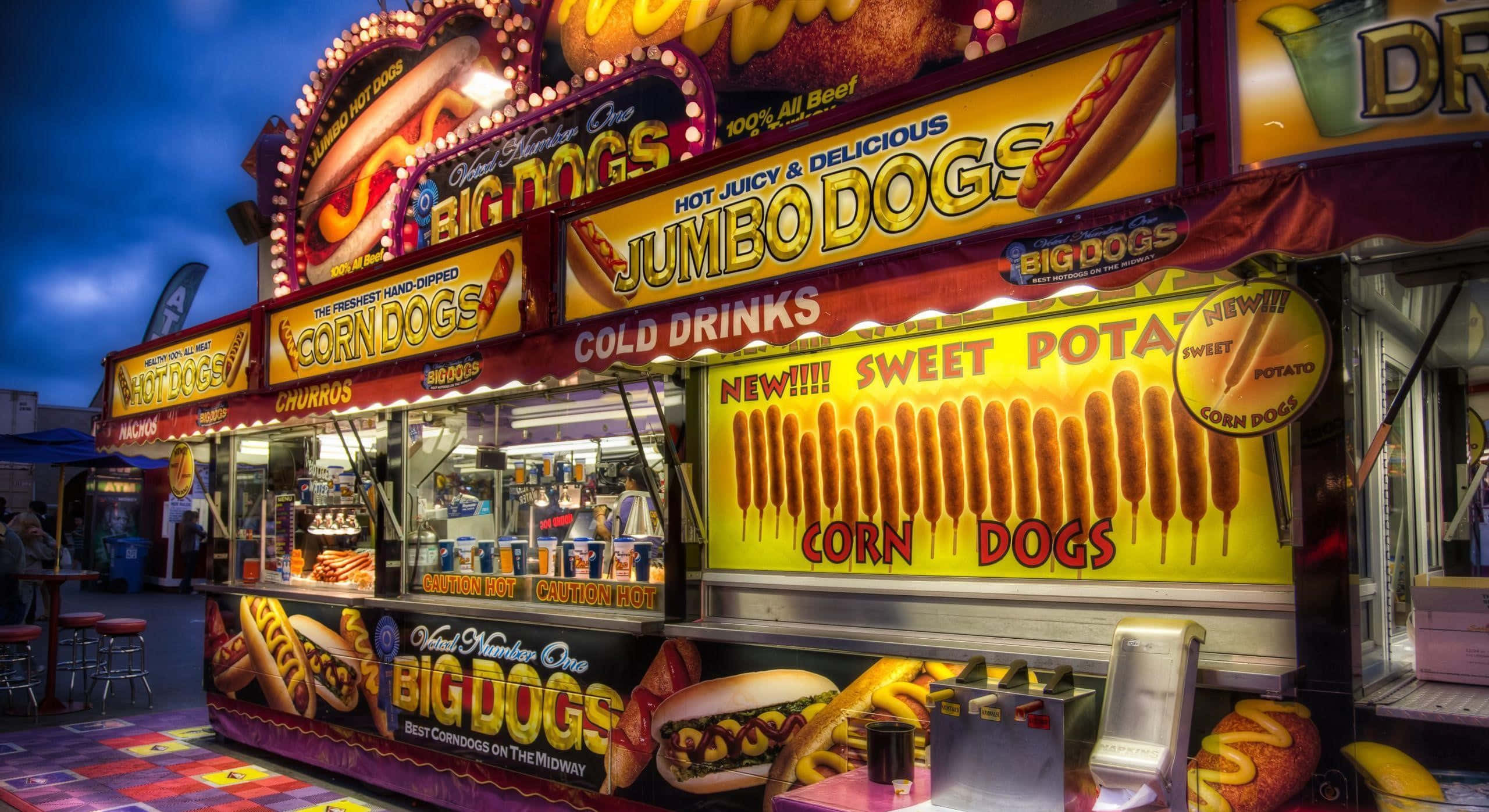 un stand de hot dog la un târg Fundal