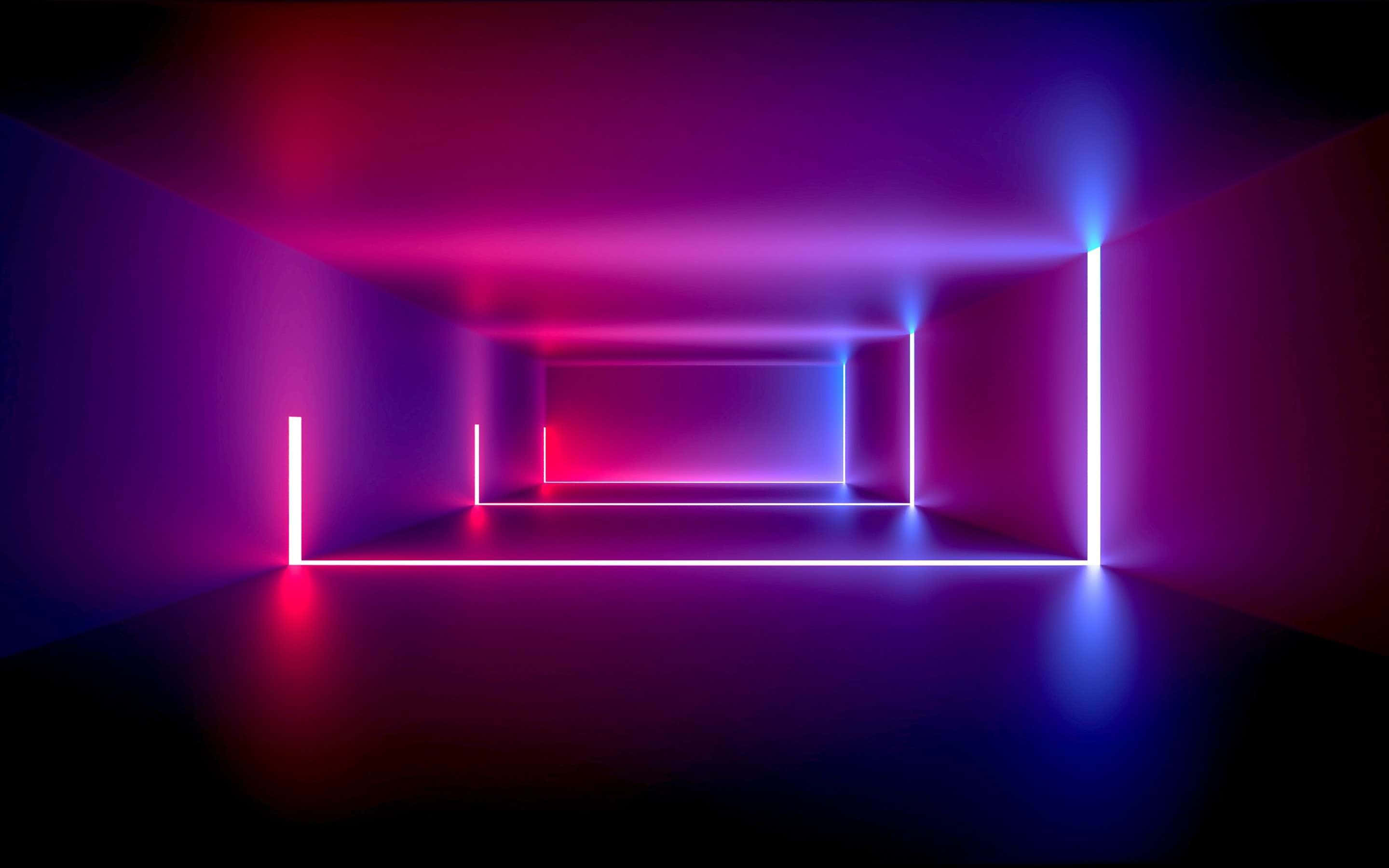 un tunel întunecat cu lumini neon Fundal