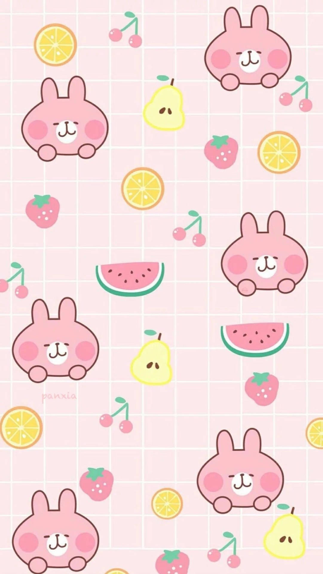 Tapet cu fructe cu iepurașul Usagi Kanahei. — Kawaii Fundal
