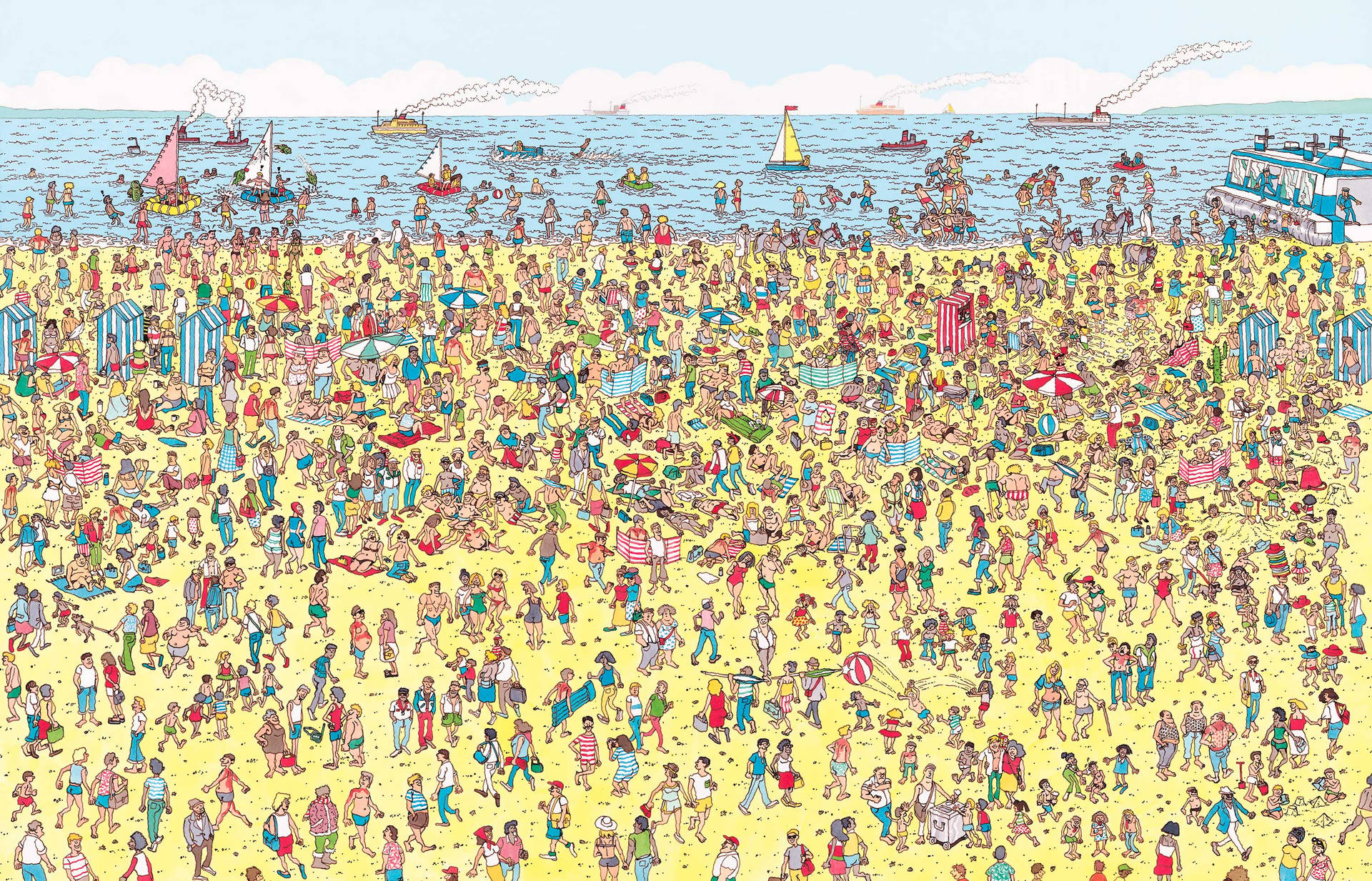 Unde e Waldo? Plaja aglomerată Fundal