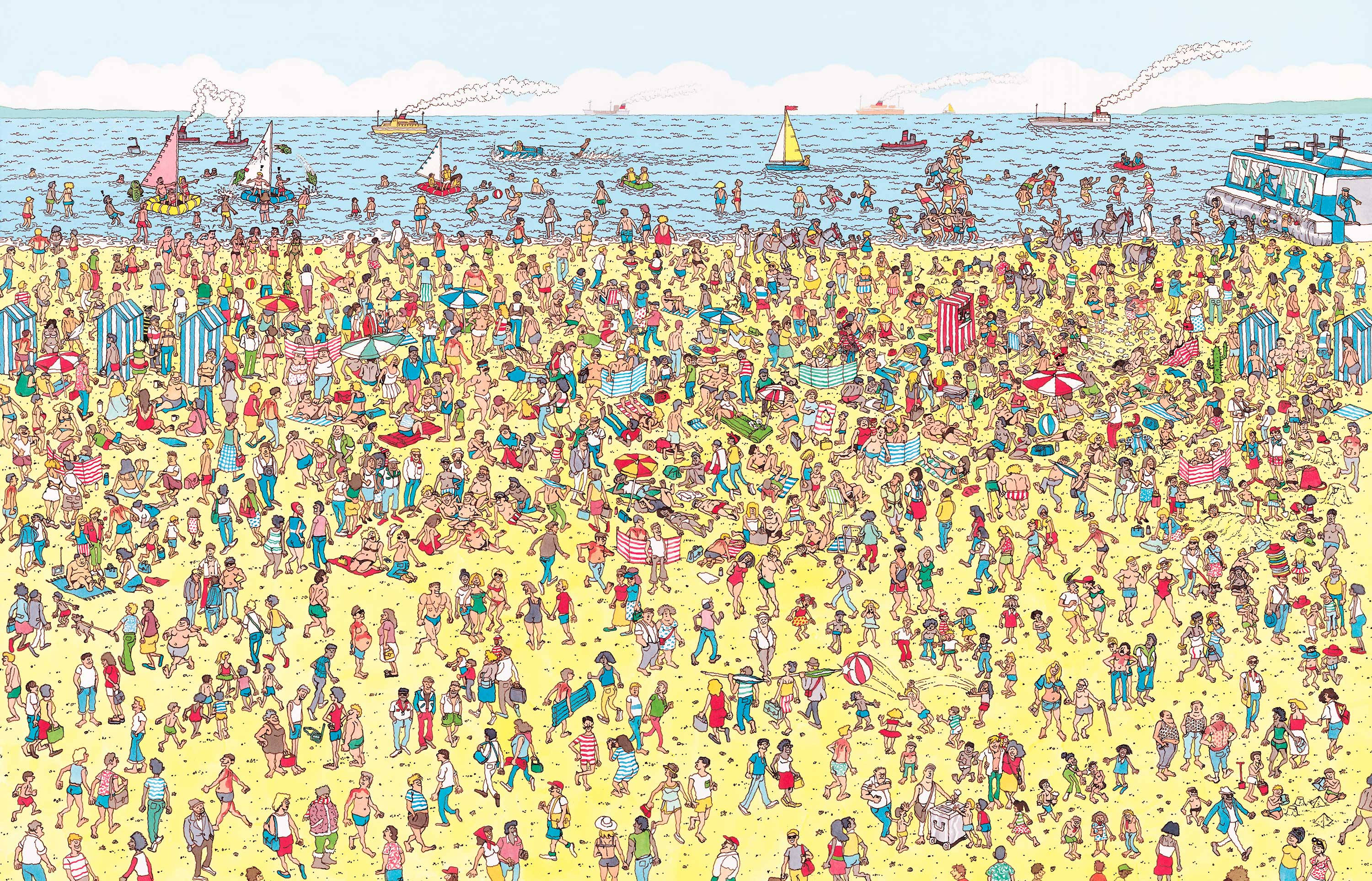 Unde e Waldo? Plaja aglomerată Fundal