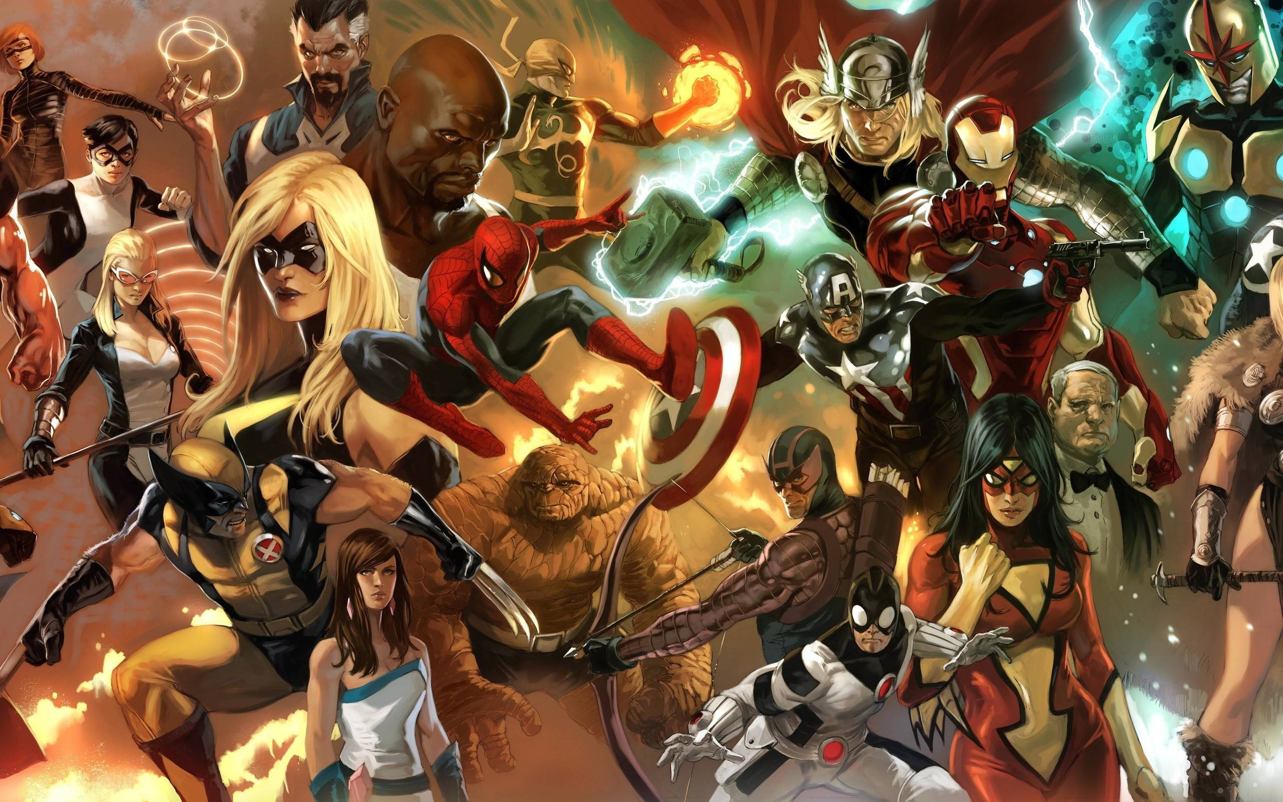 „Unește Supereroii Marvel pentru a salva lumea!” Fundal