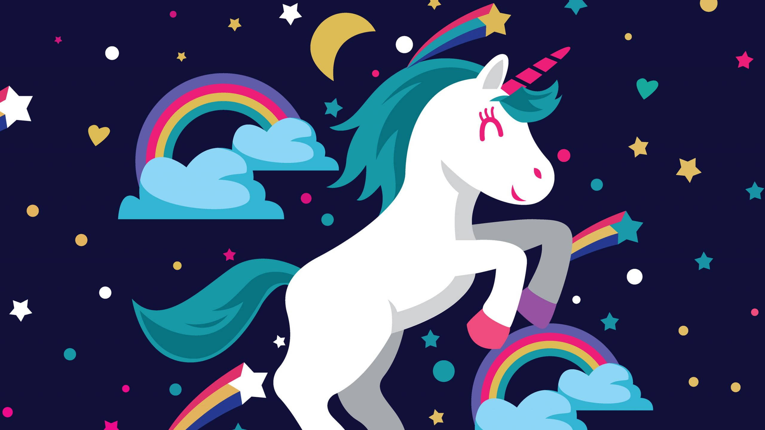 Unicorn Cool cu Curcubee și Stele Căzătoare Fundal