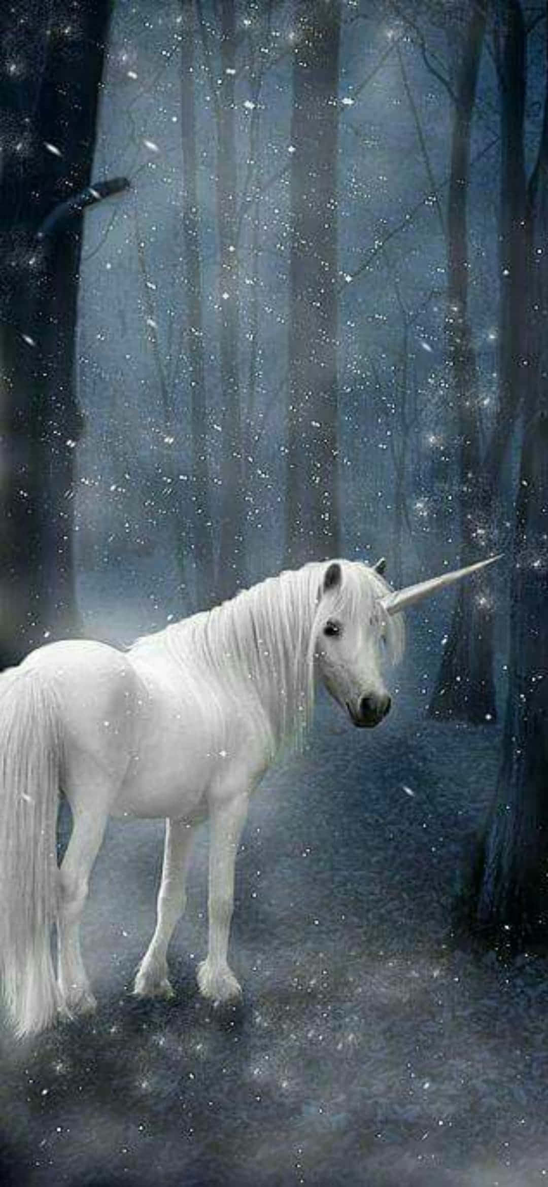 Unicorn cu blană albă și fundal de păr Fundal