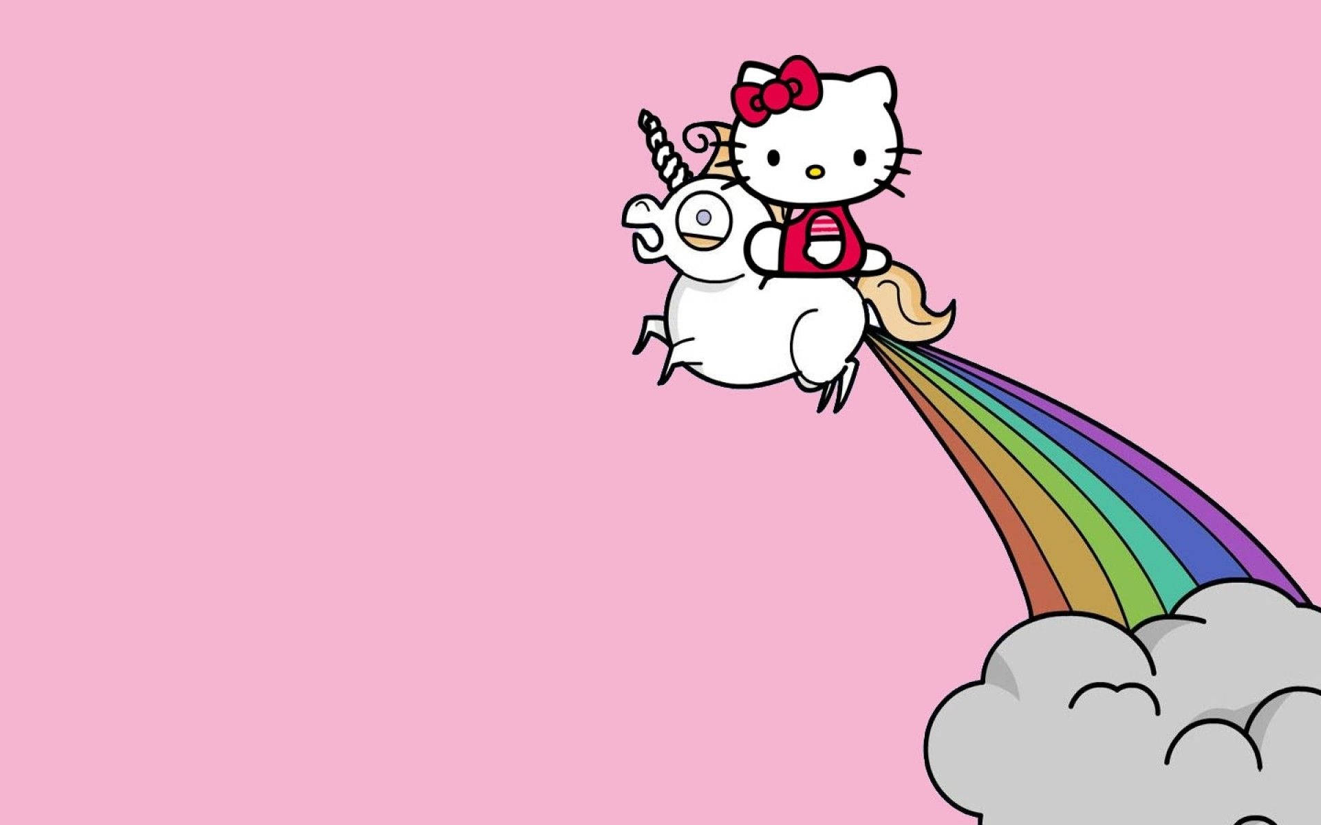 Unicorn cu estetică Hello Kitty Fundal