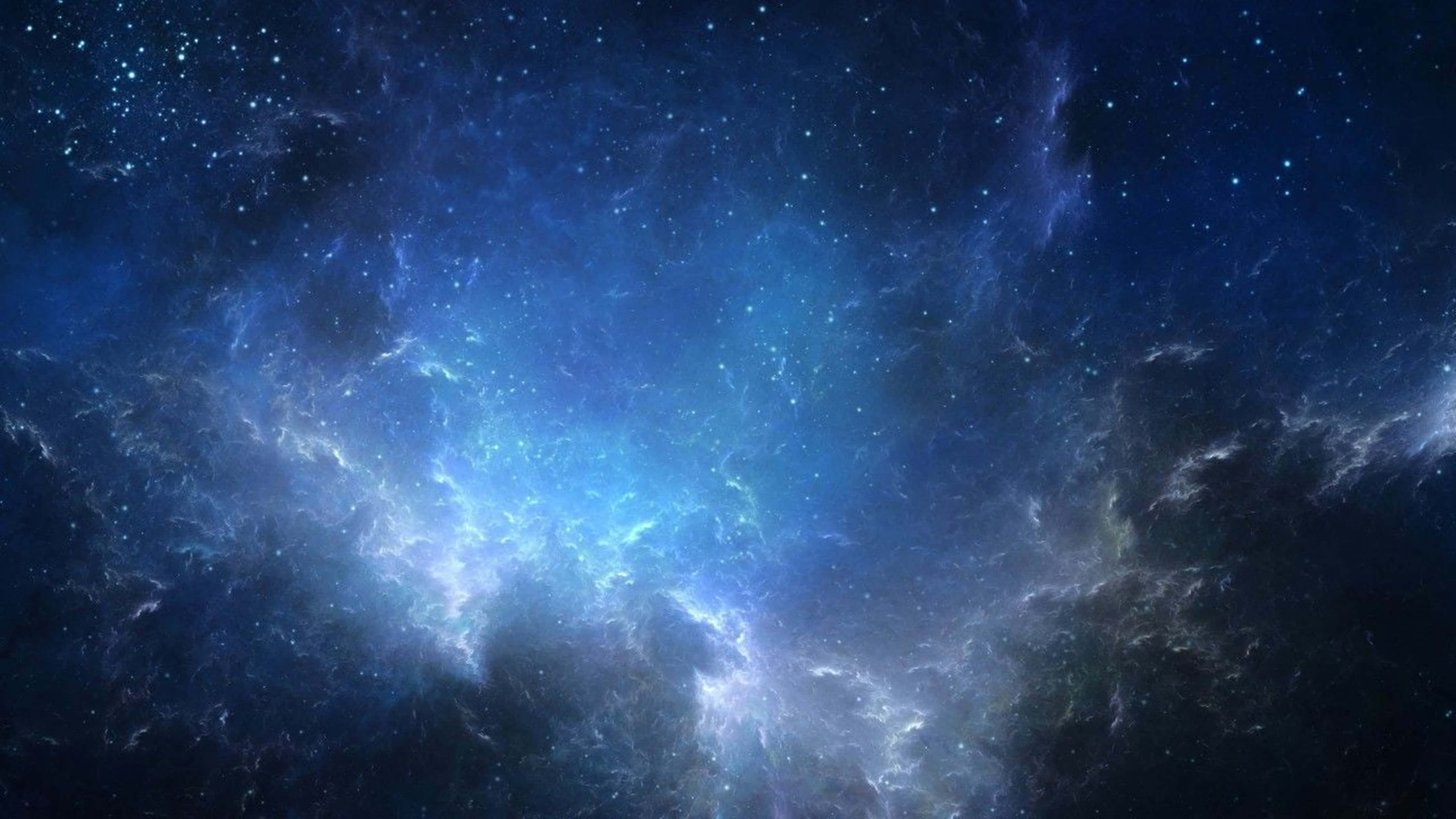Univers albastru cu nebuloasă 4K Fundal