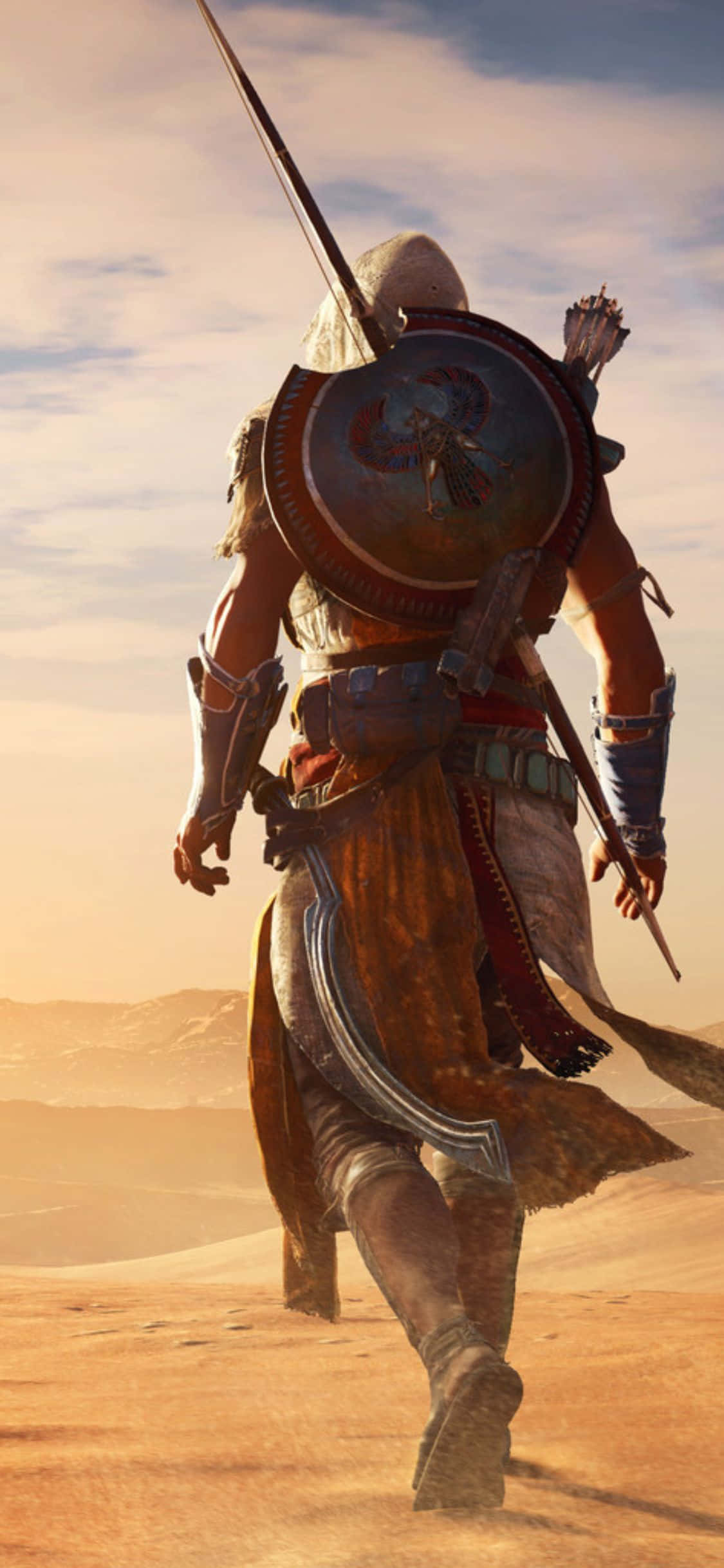 Urcă-te pe Marile Piramide în Assassin's Creed Origins pentru iPhone X! Fundal
