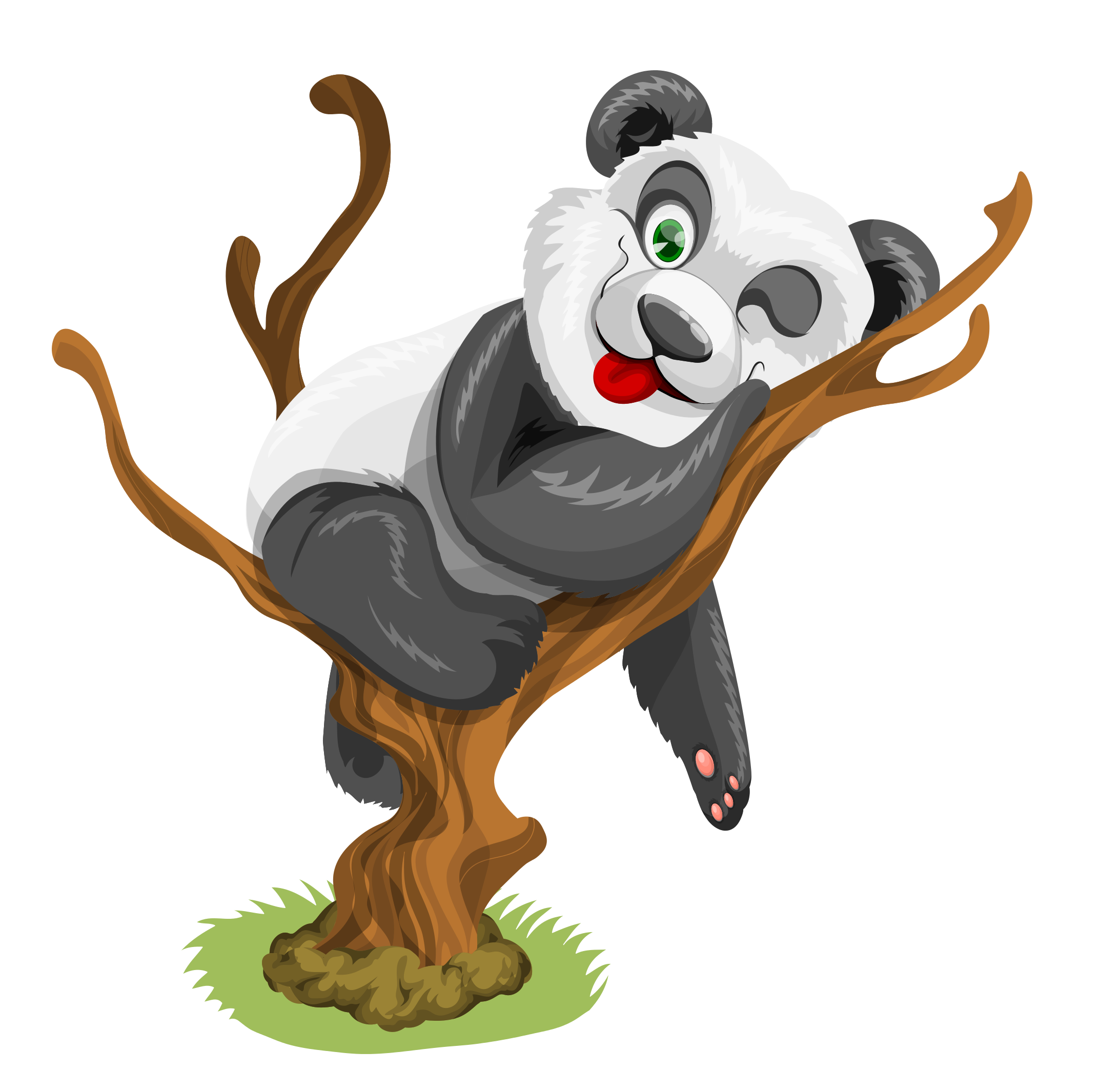 Urs panda jucăuș care se cațără într-un copac Fundal