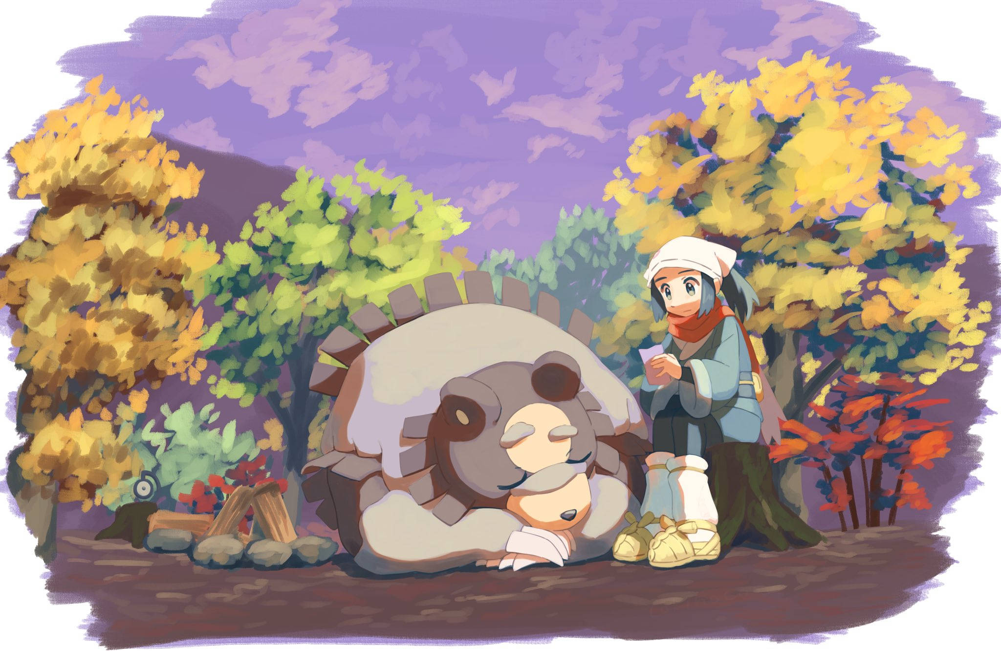 Ursaluna și Akari Pokémon Legends Arceus Fundal