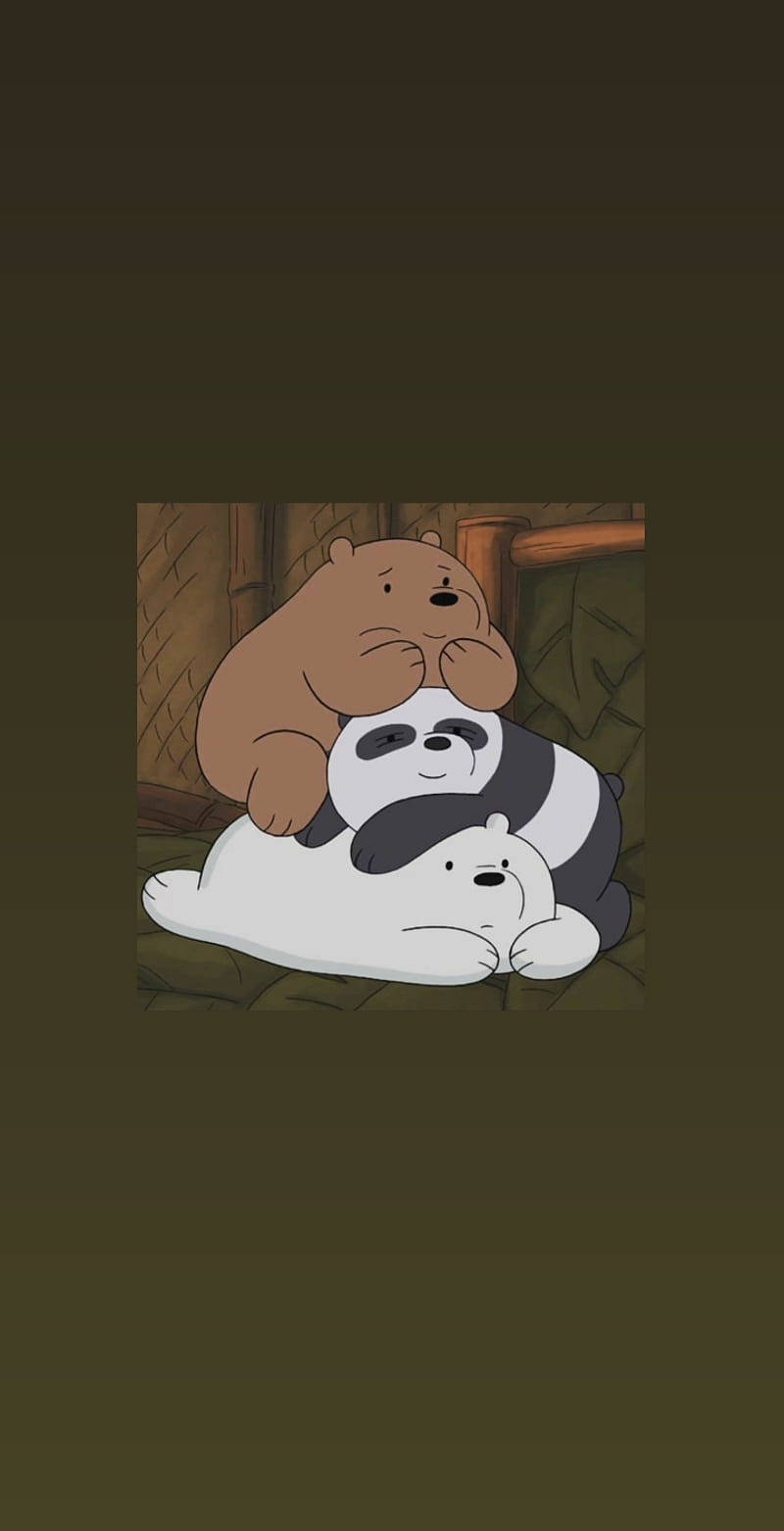 Ursii We Bare Bears Îngrămădiți Împreună Fundal